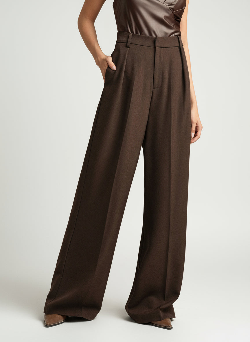 High Waist Wide Leg Tailored Trousers