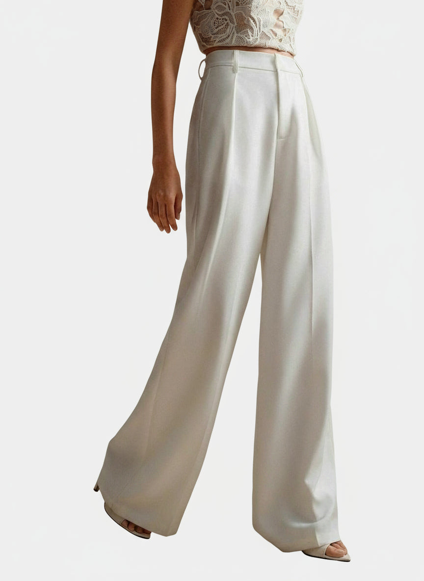 High Waist Wide Leg Tailored Trousers