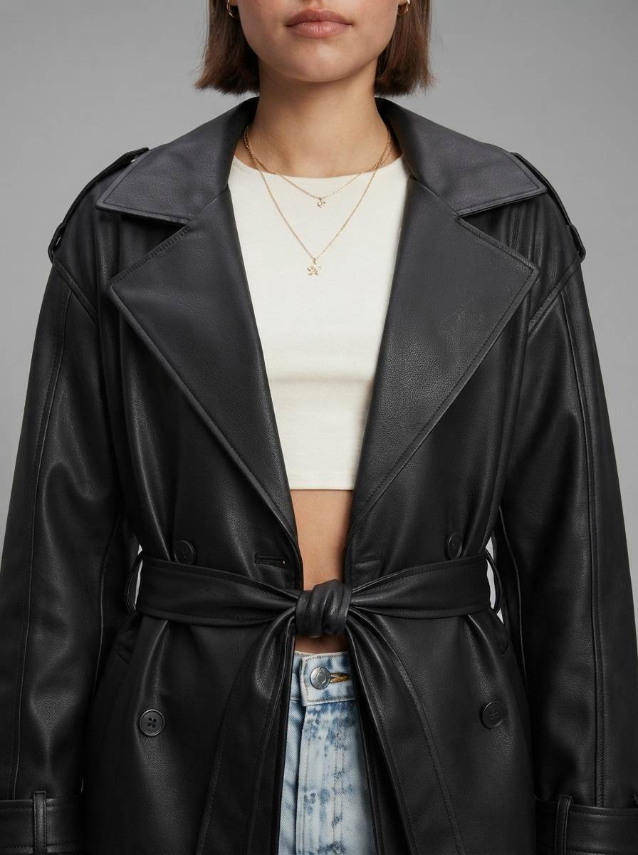 Selene Faux Leather Trench