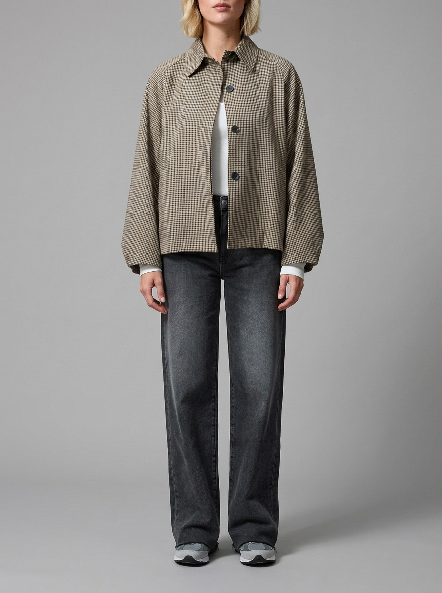 Check cape jacket
