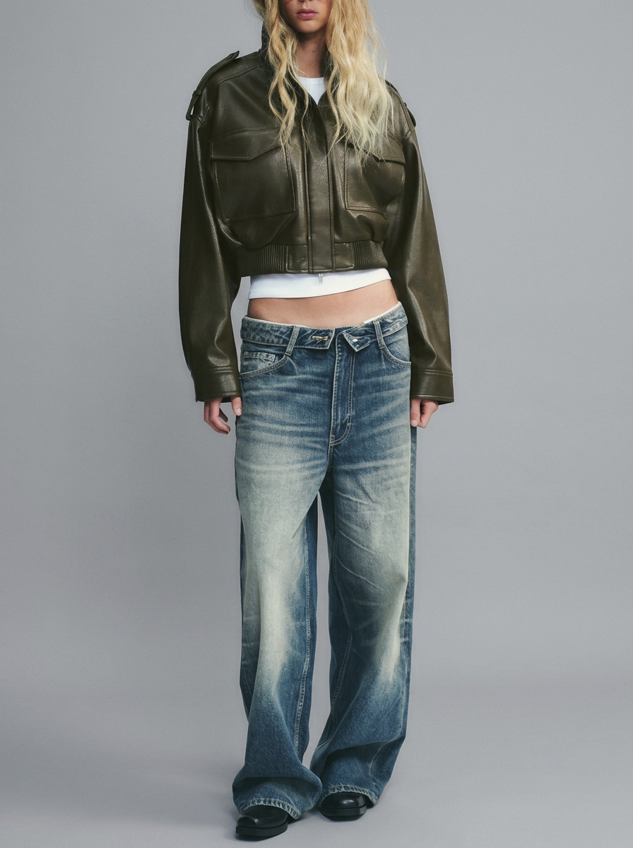 Rhea Cropped Leather Jacket