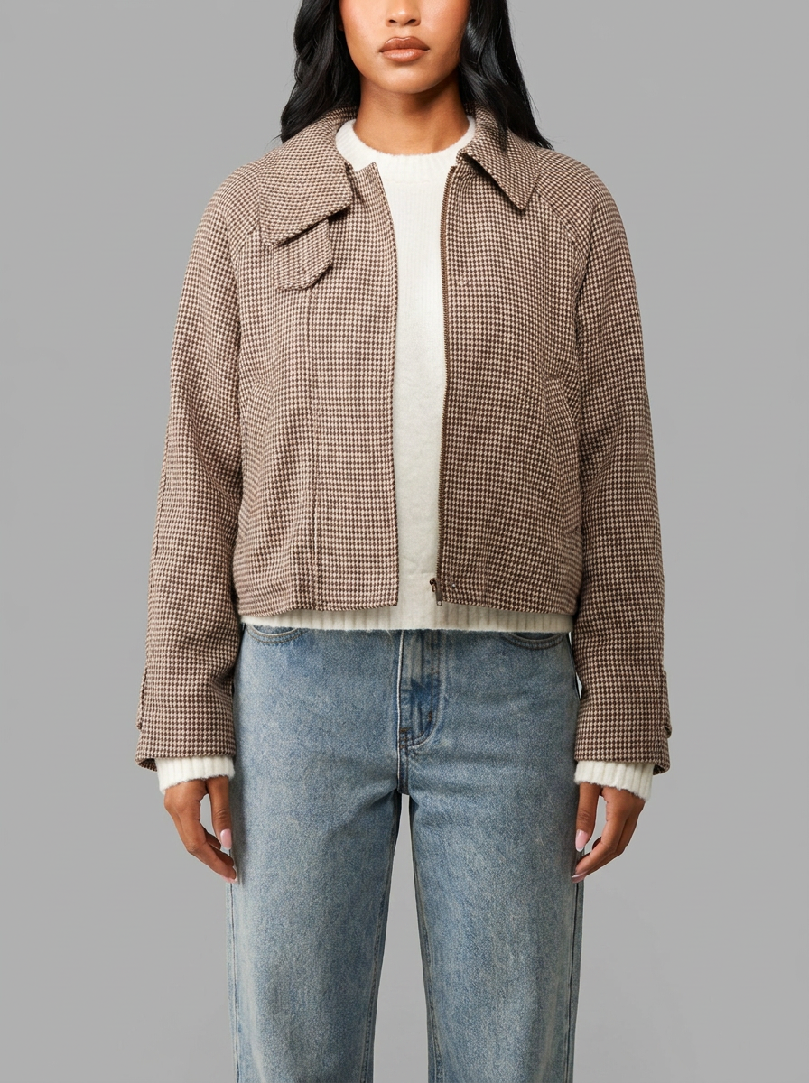 Lina | Cozy Oversized Houndstooth Jacket