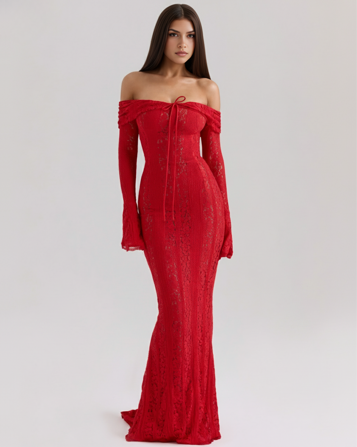 Alessandra Off-Shoulder Lace Maxi Dress