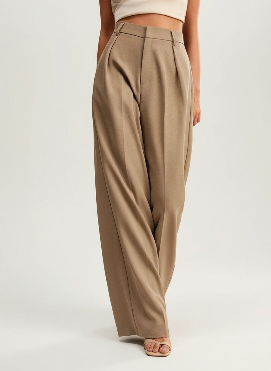 High Waist Wide Leg Tailored Trousers