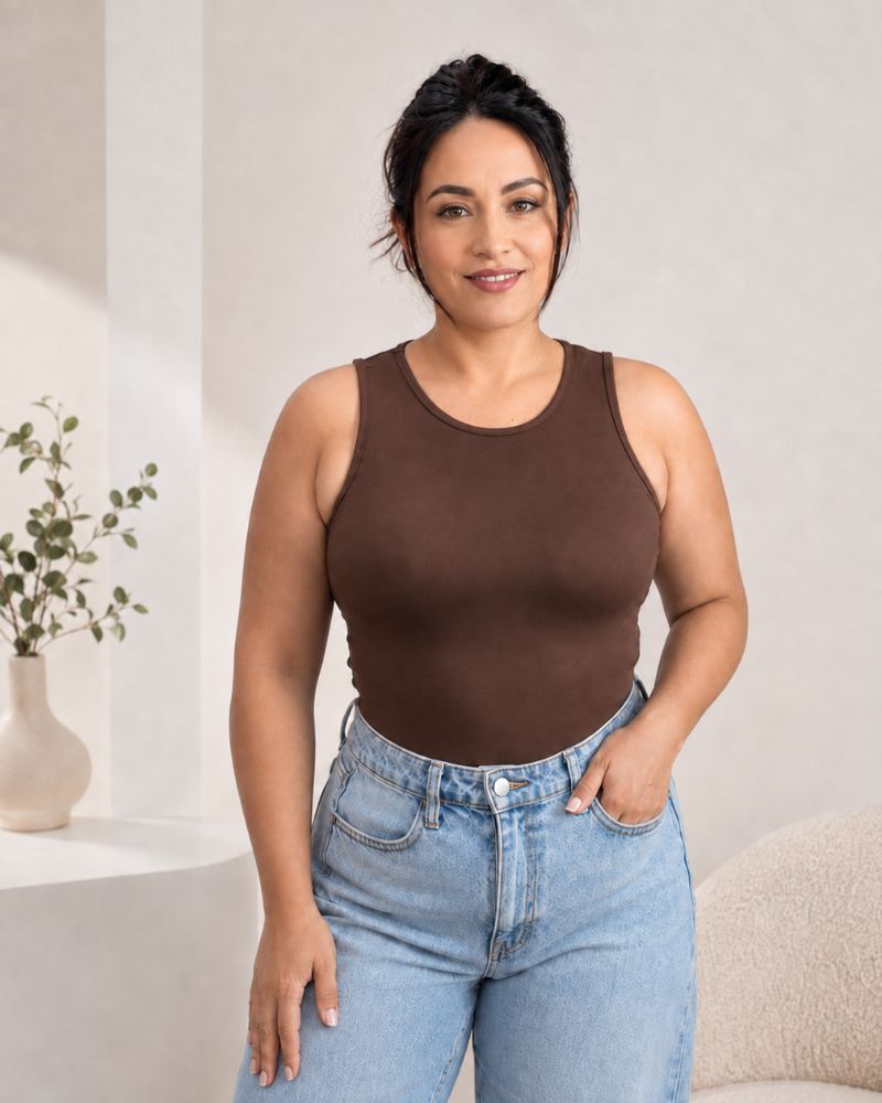 Slim-Fit Sleeveless Bodysuit Top