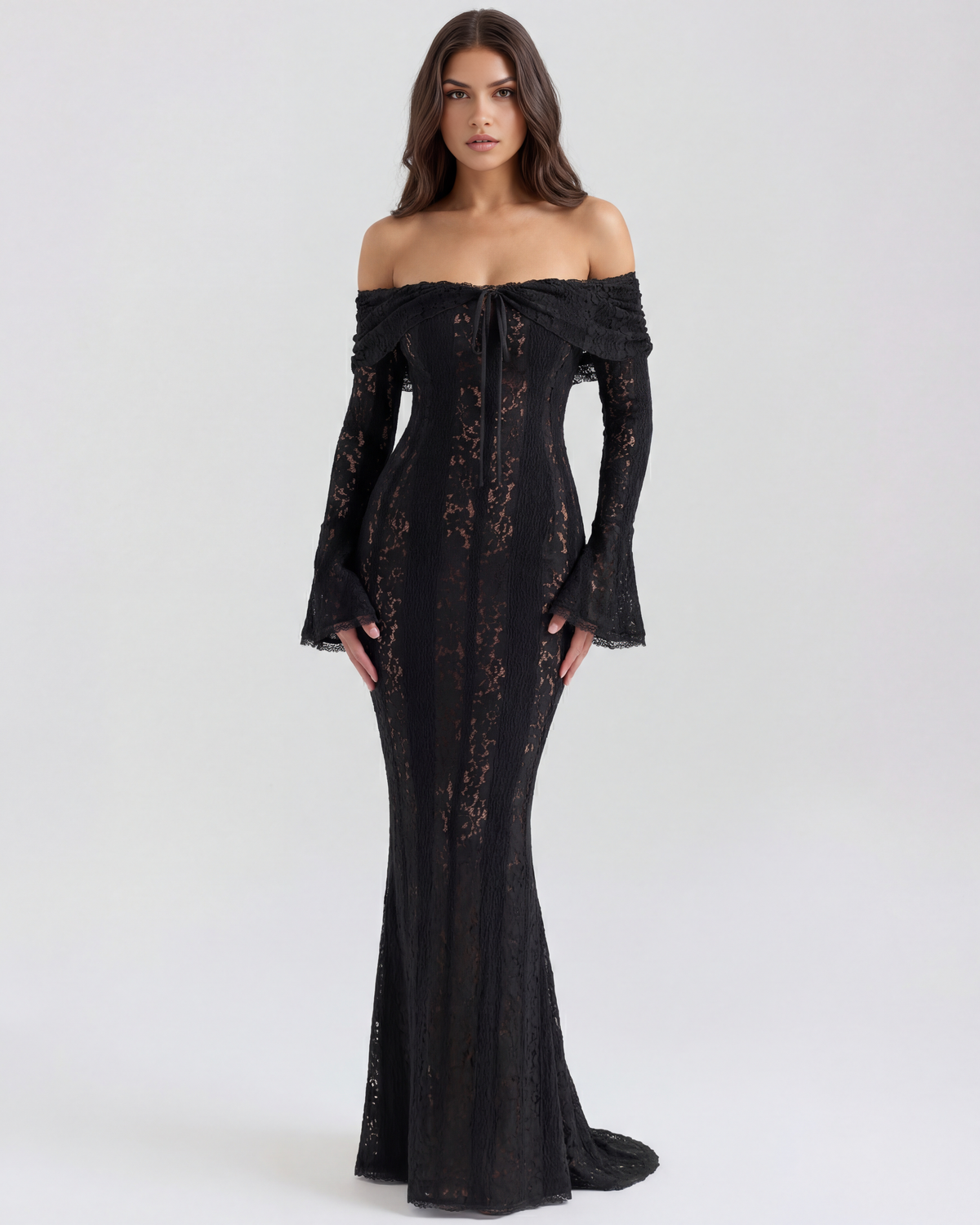 Alessandra Off-Shoulder Lace Maxi Dress