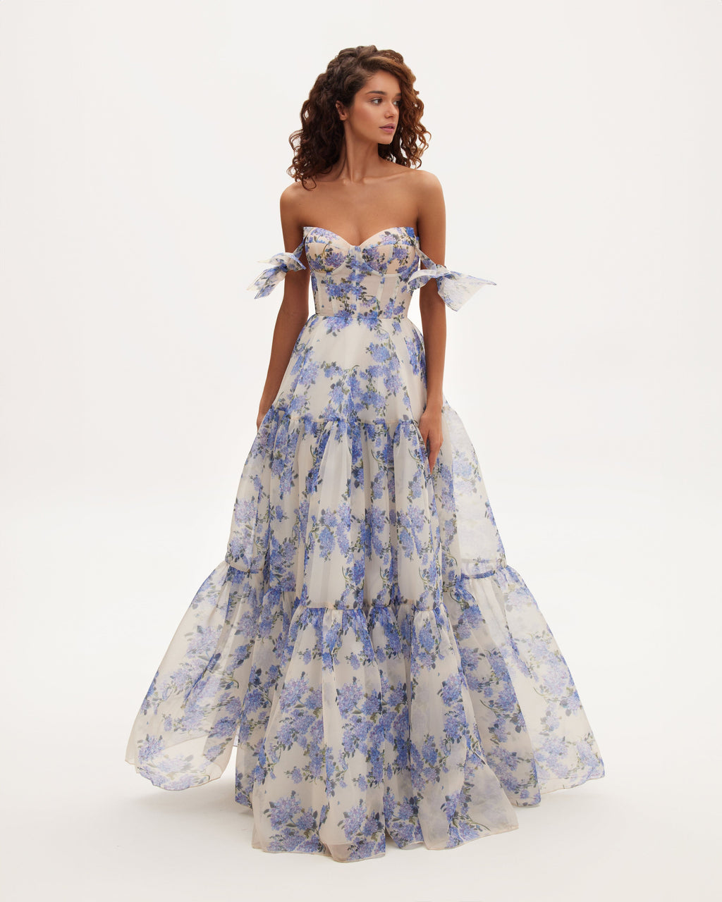 Evelina Floral Organza Maxi Dress
