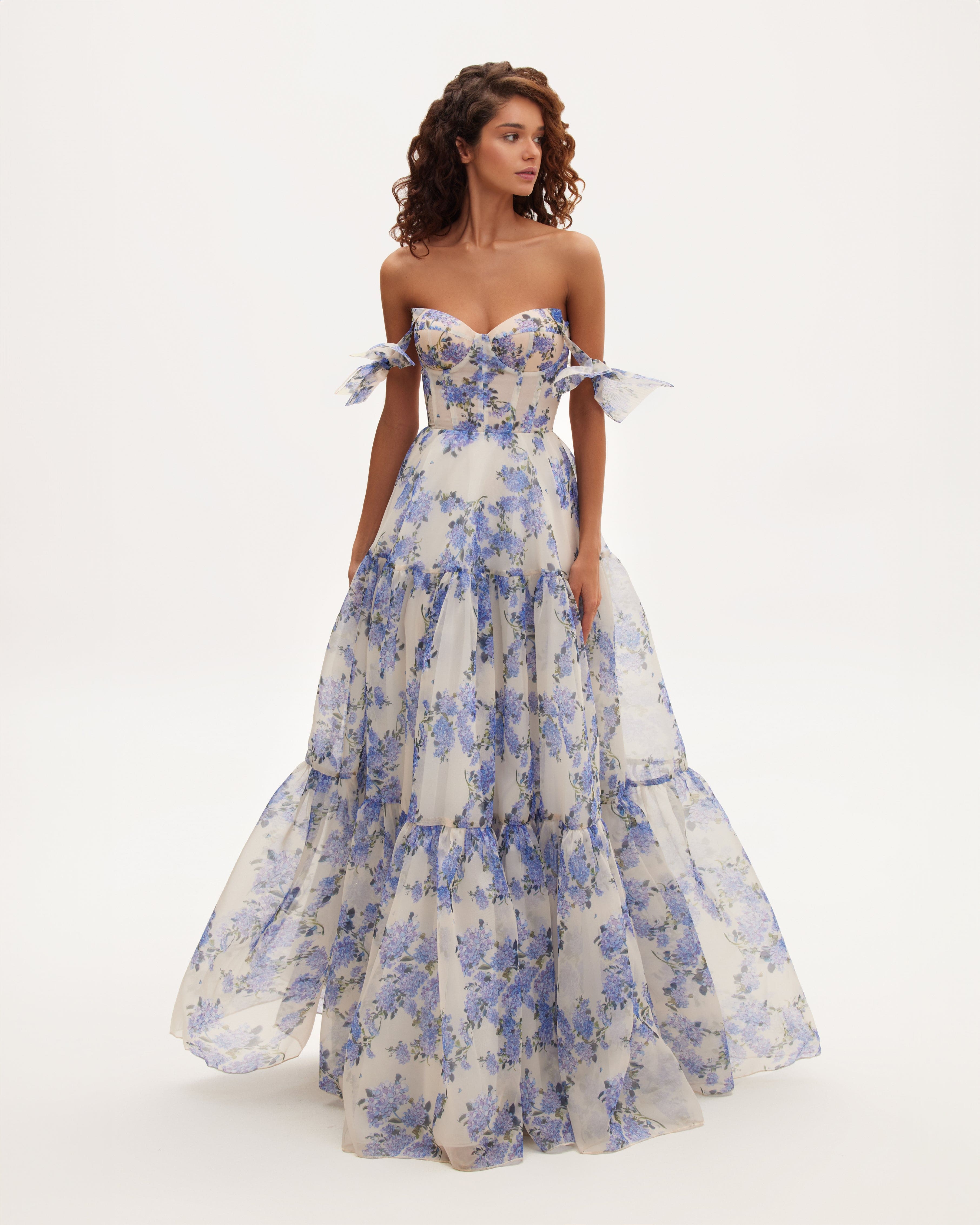 Evelina Floral Organza Maxi Dress
