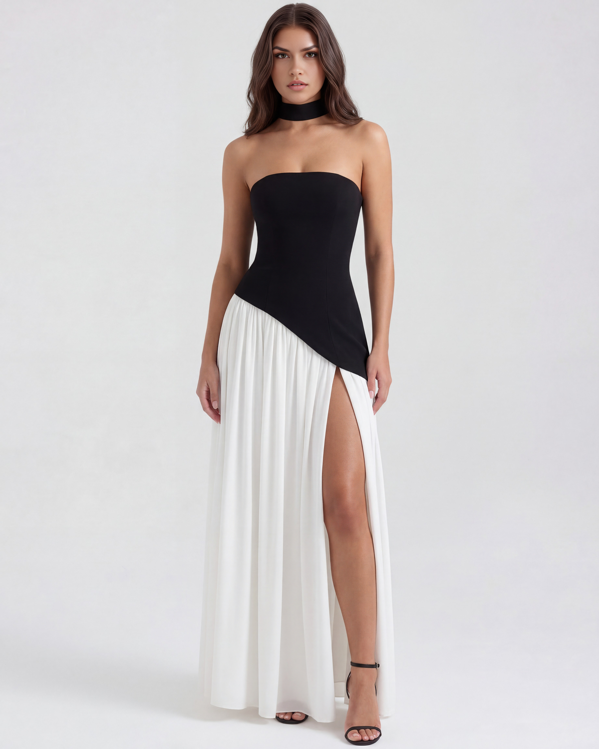 Serena Black White Maxi Dress