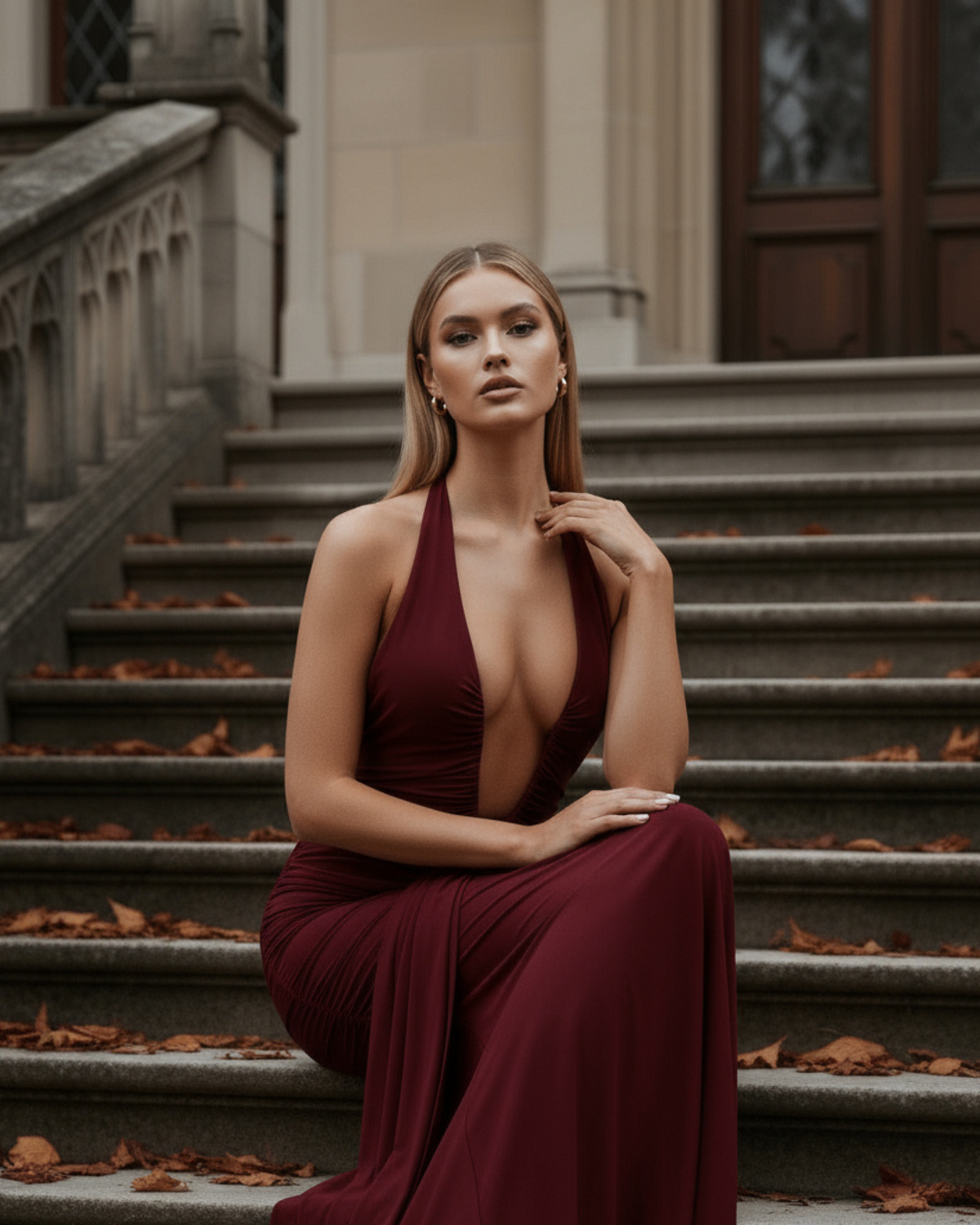 Ariel Burgundy Maxi Dress