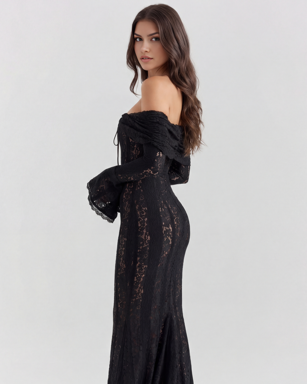 Alessandra Off-Shoulder Lace Maxi Dress