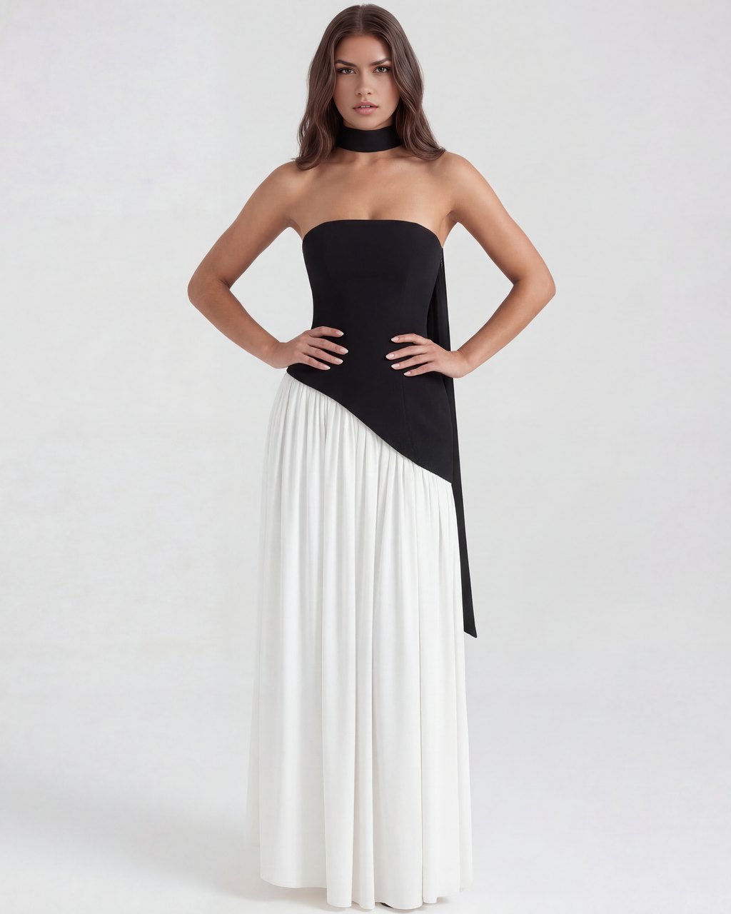 Serena Black White Maxi Dress