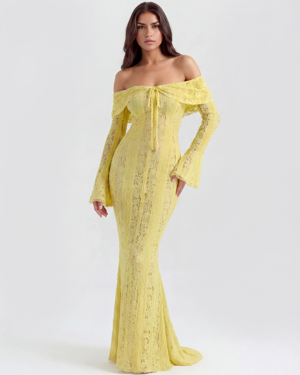 Alessandra Off-Shoulder Lace Maxi Dress