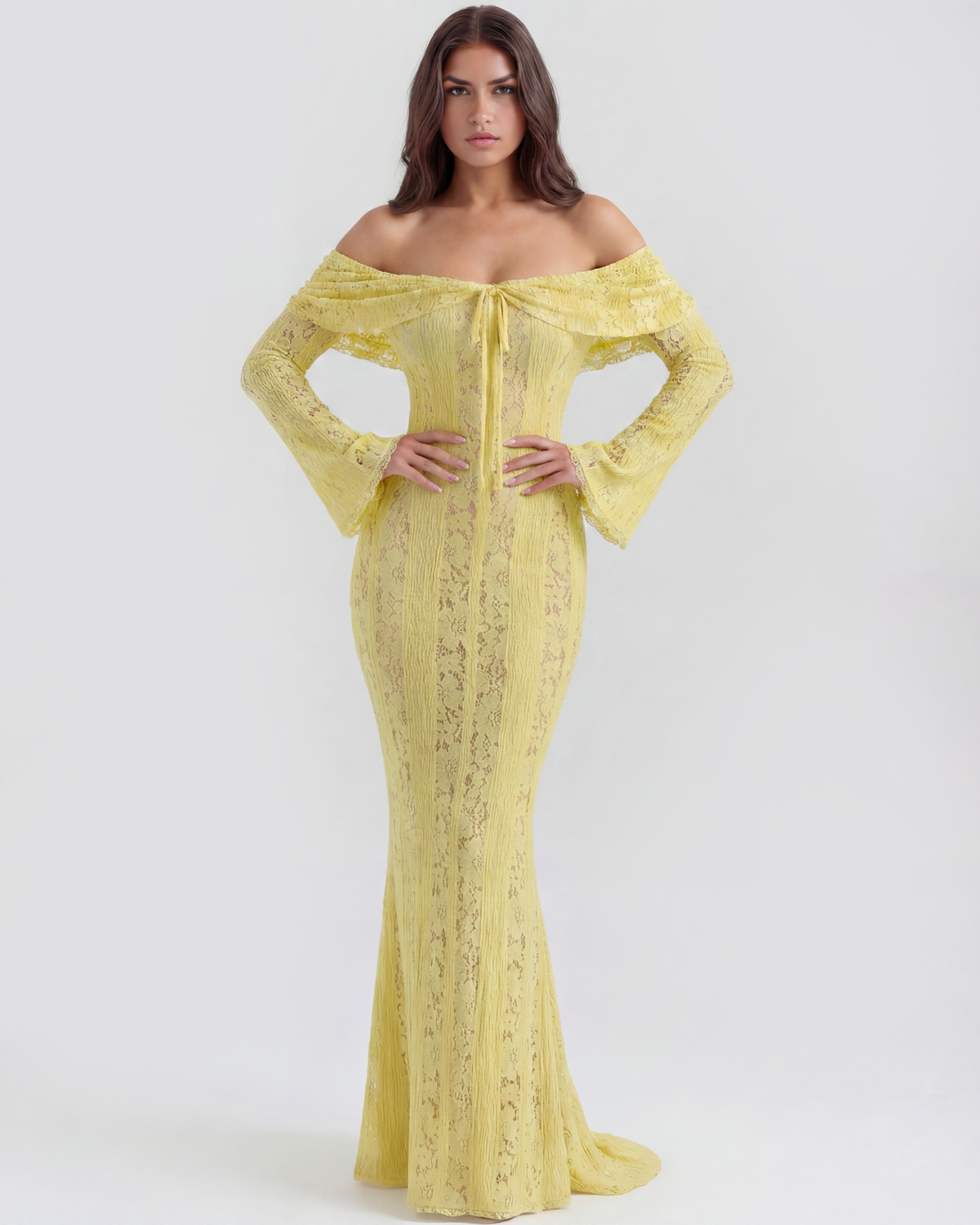 Alessandra Off-Shoulder Lace Maxi Dress
