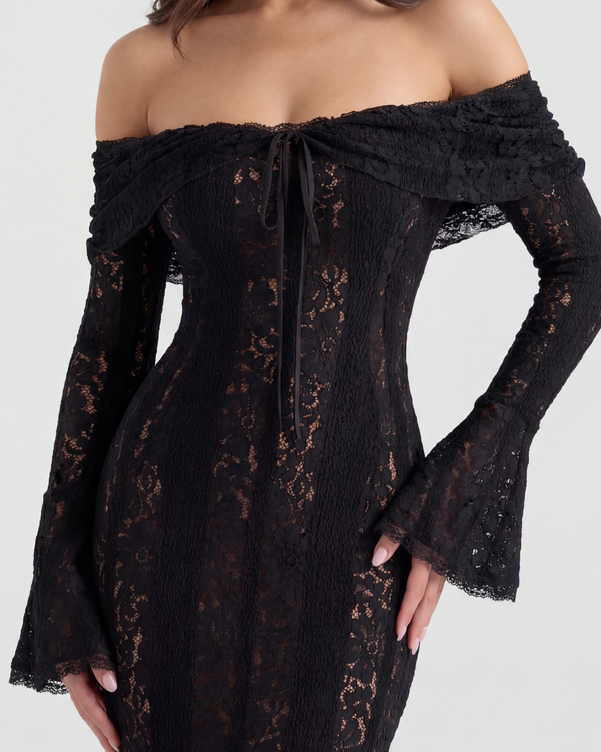 Alessandra Off-Shoulder Lace Maxi Dress