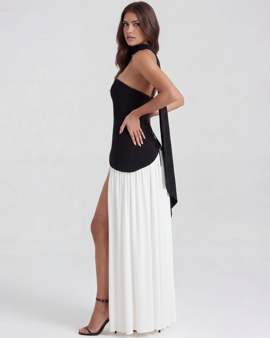 Serena Black White Maxi Dress