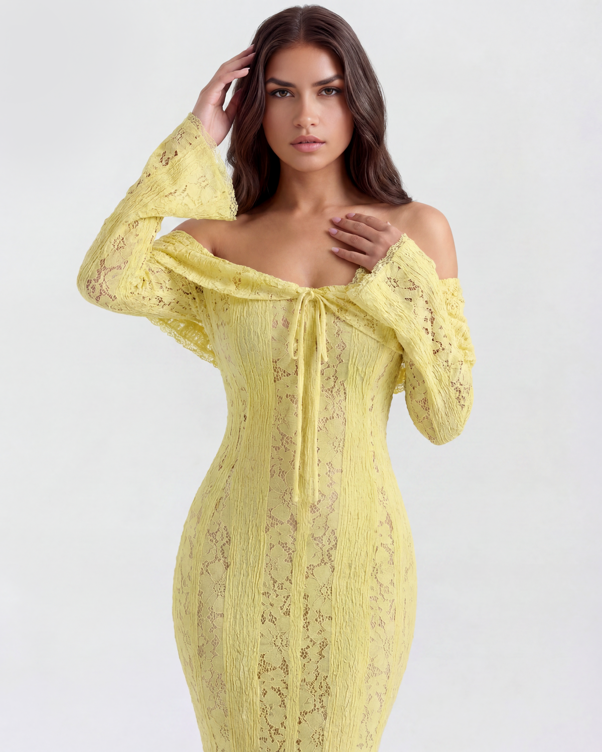 Alessandra Off-Shoulder Lace Maxi Dress
