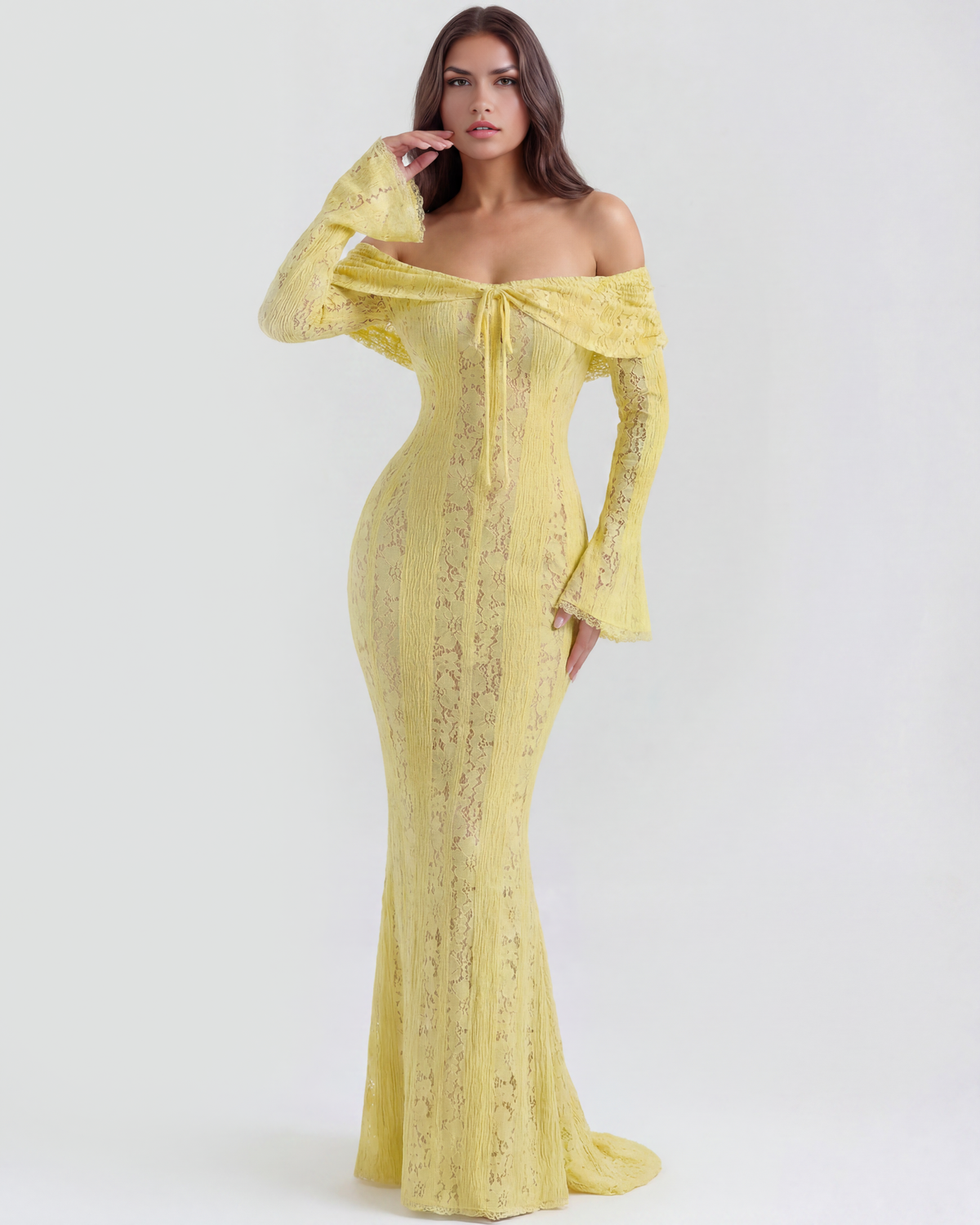 Alessandra Off-Shoulder Lace Maxi Dress