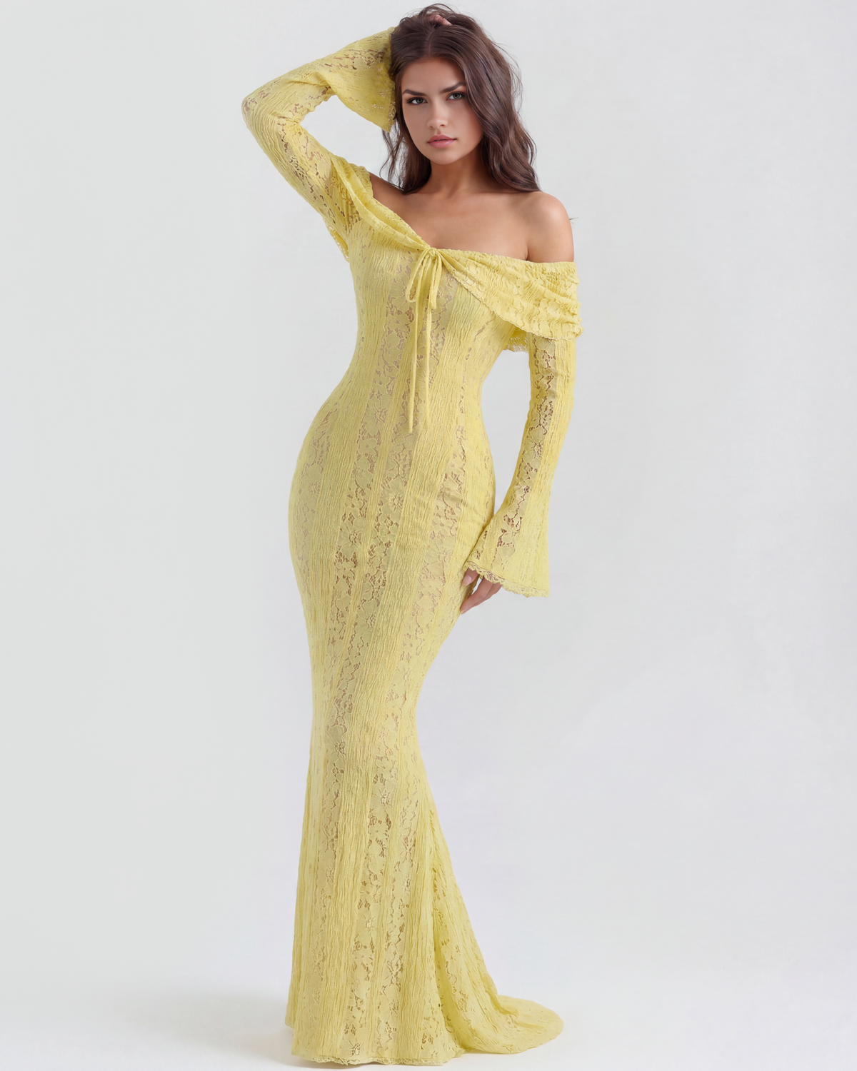 Alessandra Off-Shoulder Lace Maxi Dress