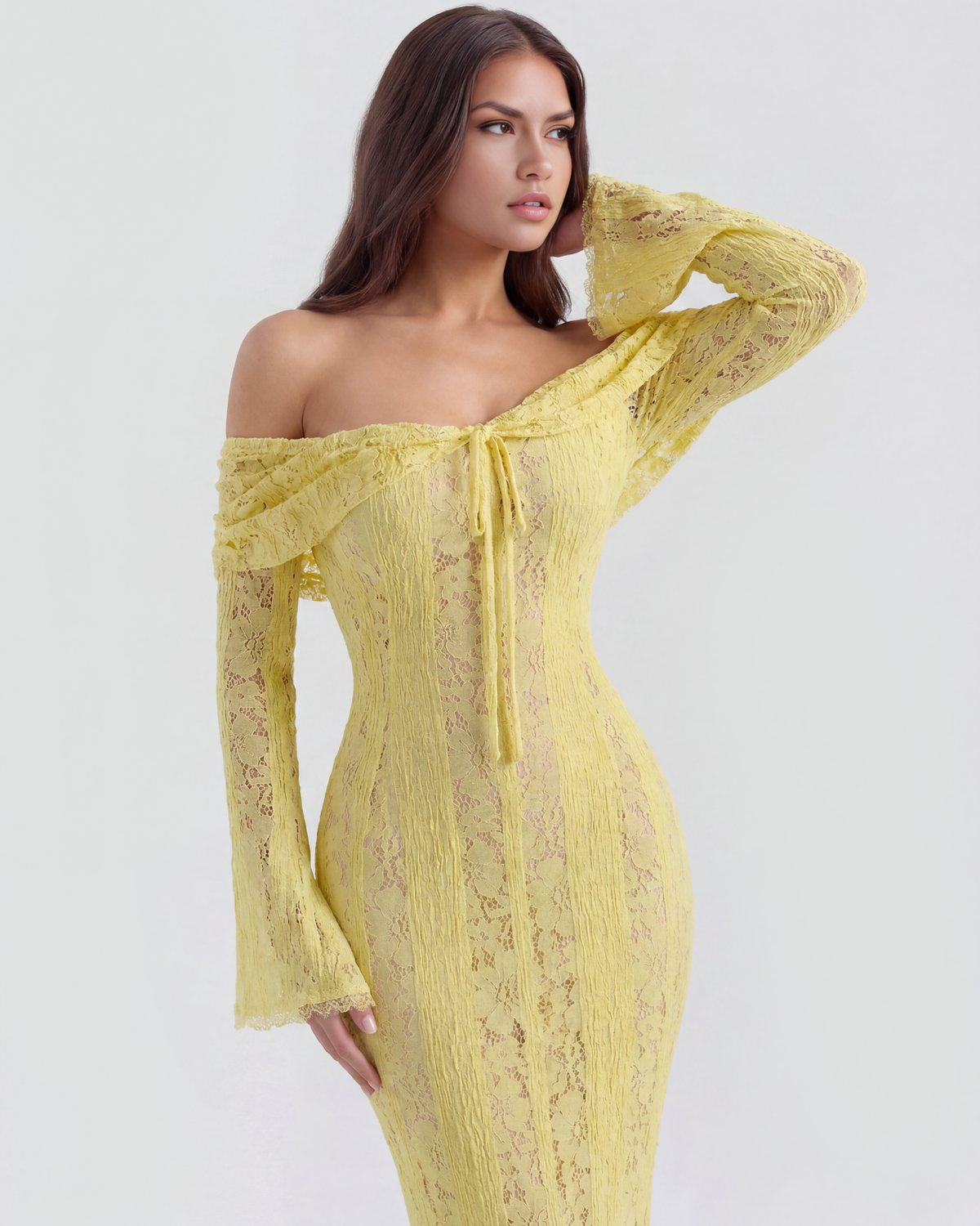 Alessandra Off-Shoulder Lace Maxi Dress
