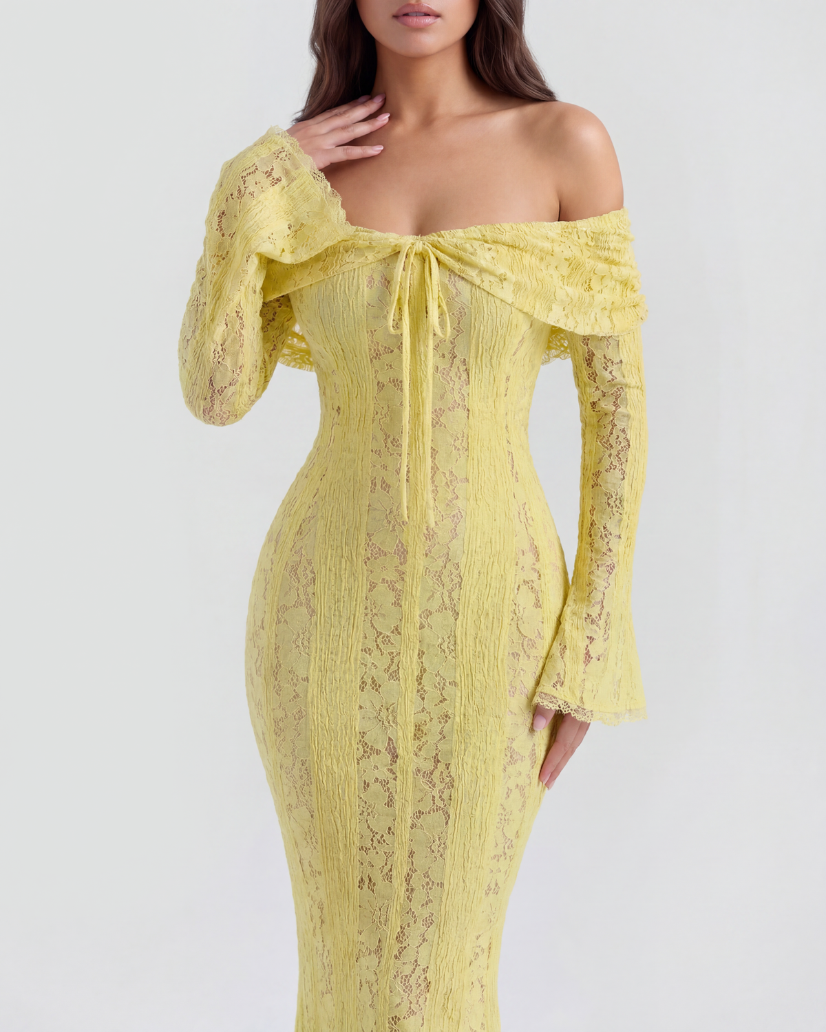 Alessandra Off-Shoulder Lace Maxi Dress