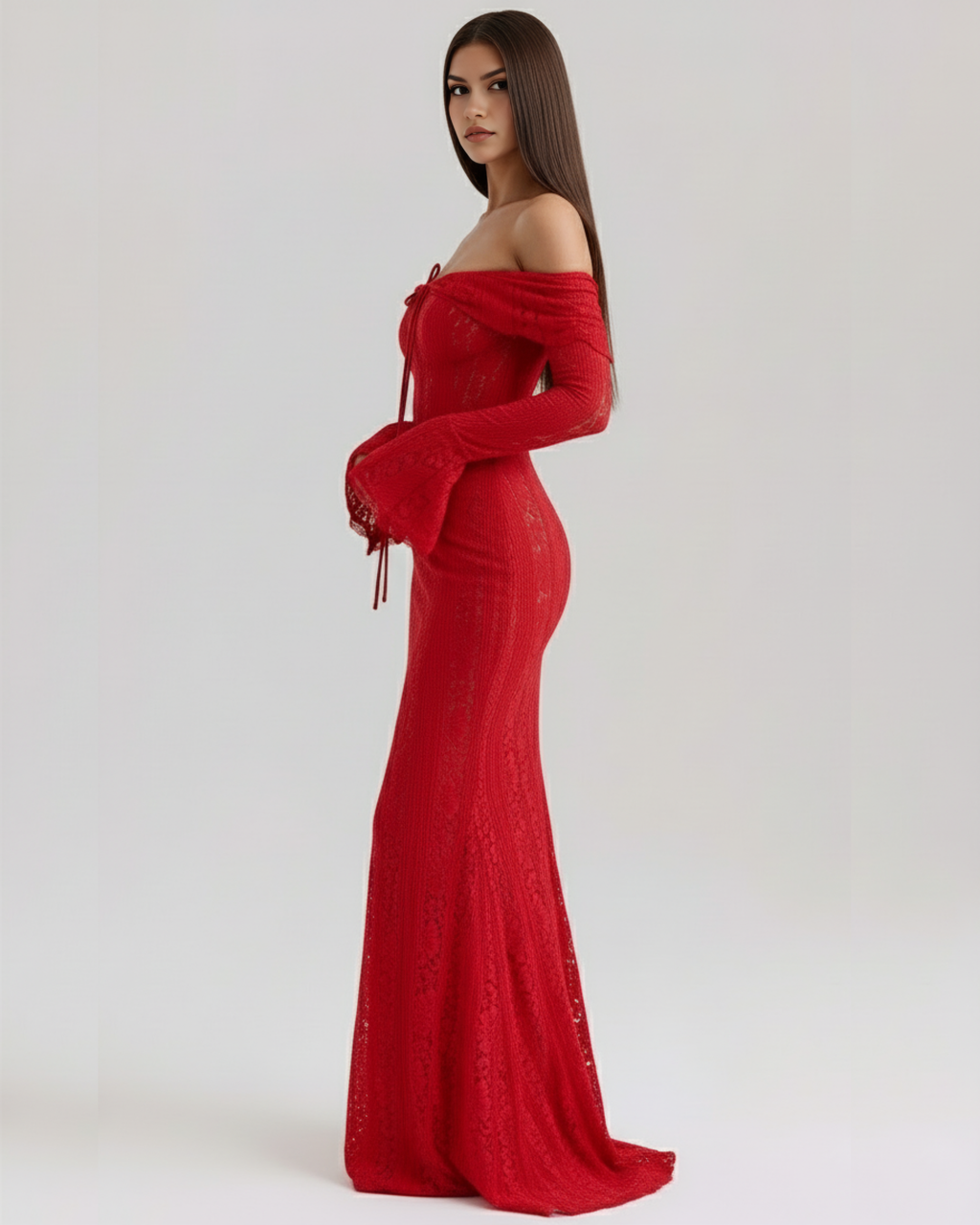 Alessandra Off-Shoulder Lace Maxi Dress