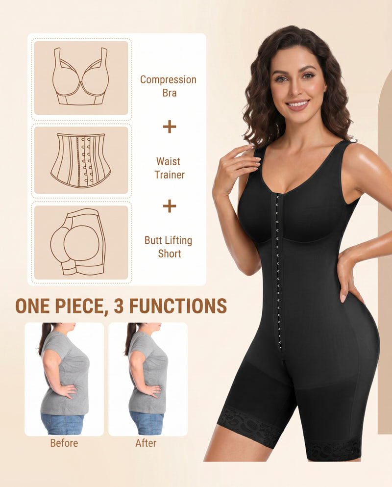 Double Compression Tummy Control Shapewear With Bra