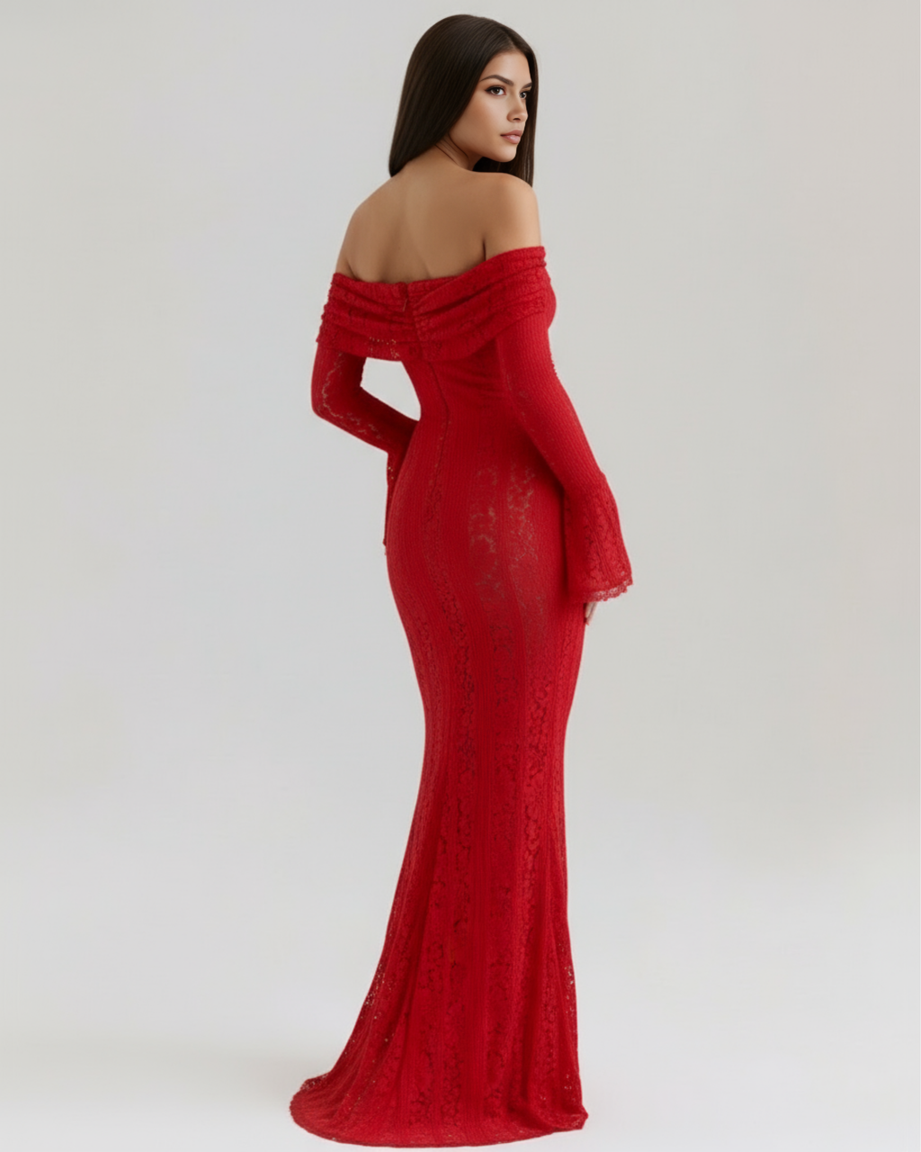 Alessandra Off-Shoulder Lace Maxi Dress