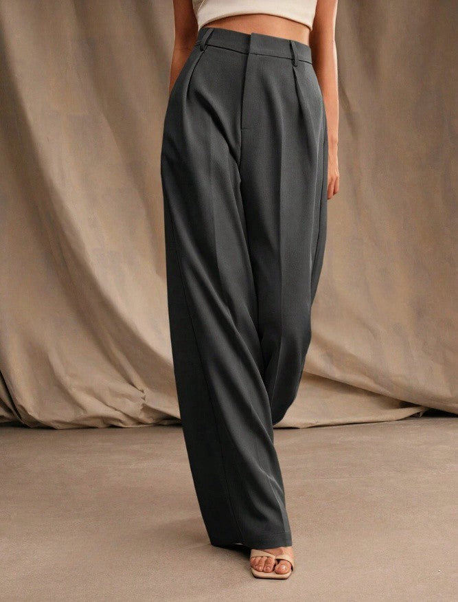 High Waist Wide Leg Tailored Trousers