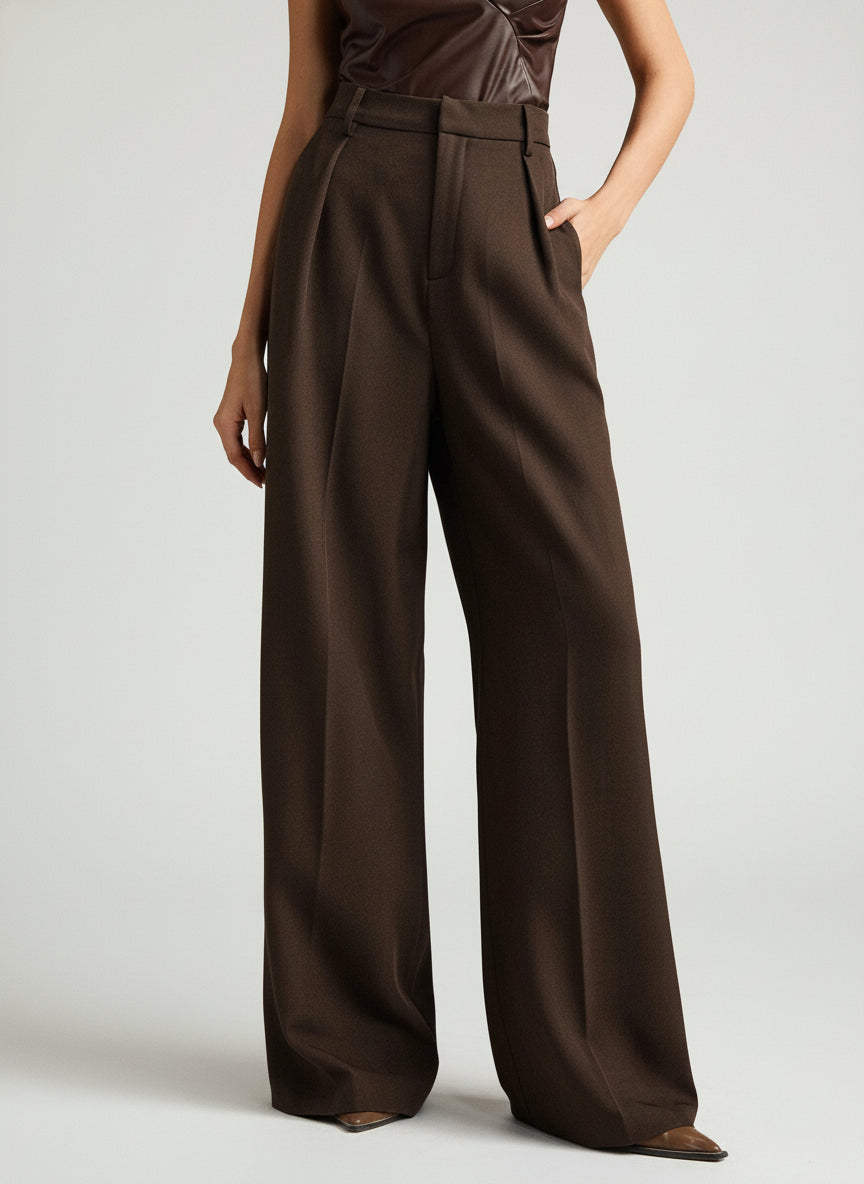 High Waist Wide Leg Tailored Trousers