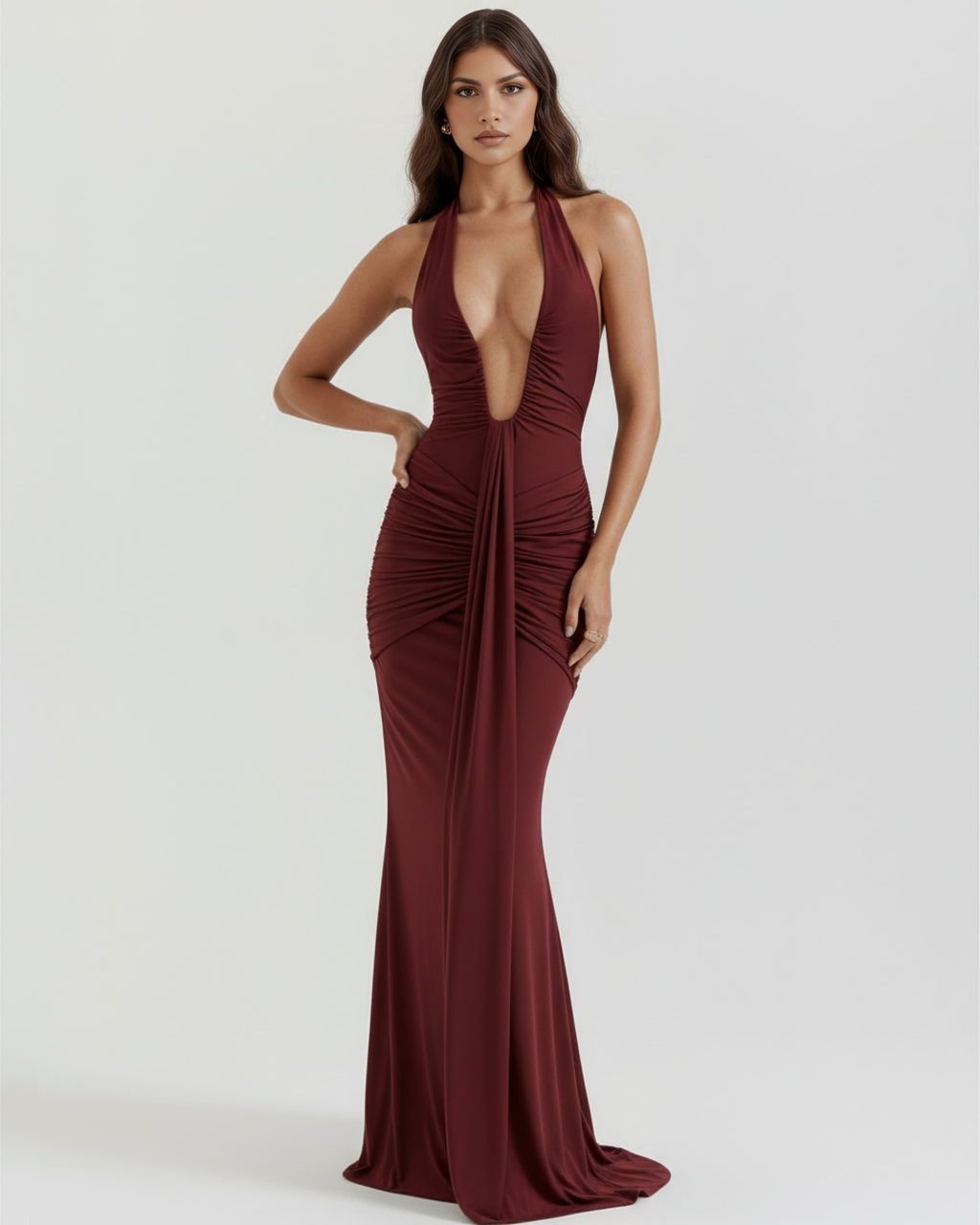 Ariel Burgundy Maxi Dress