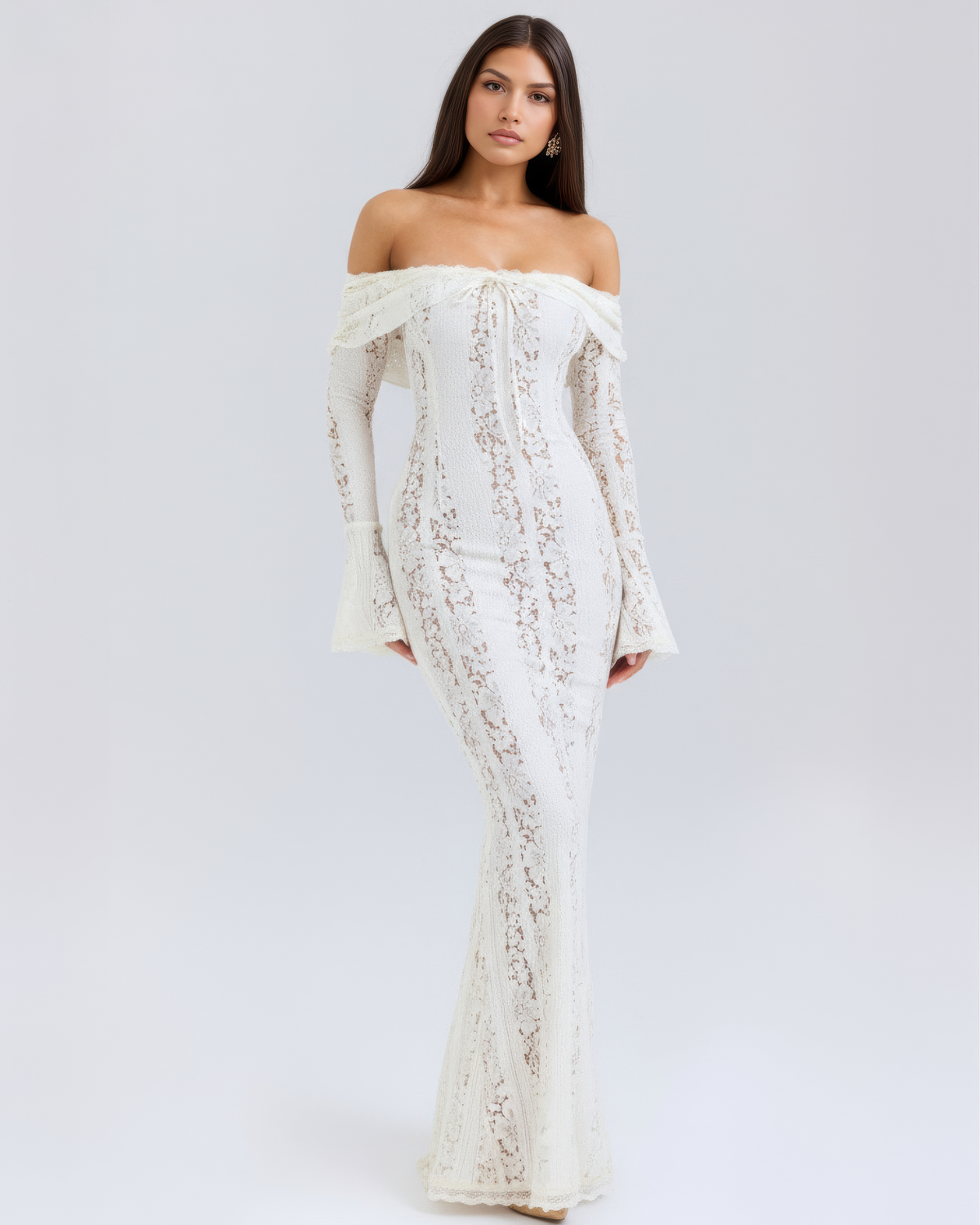 Alessandra Off-Shoulder Lace Maxi Dress