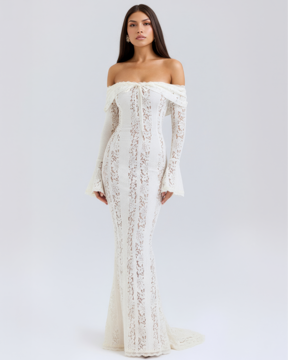 Alessandra Off-Shoulder Lace Maxi Dress