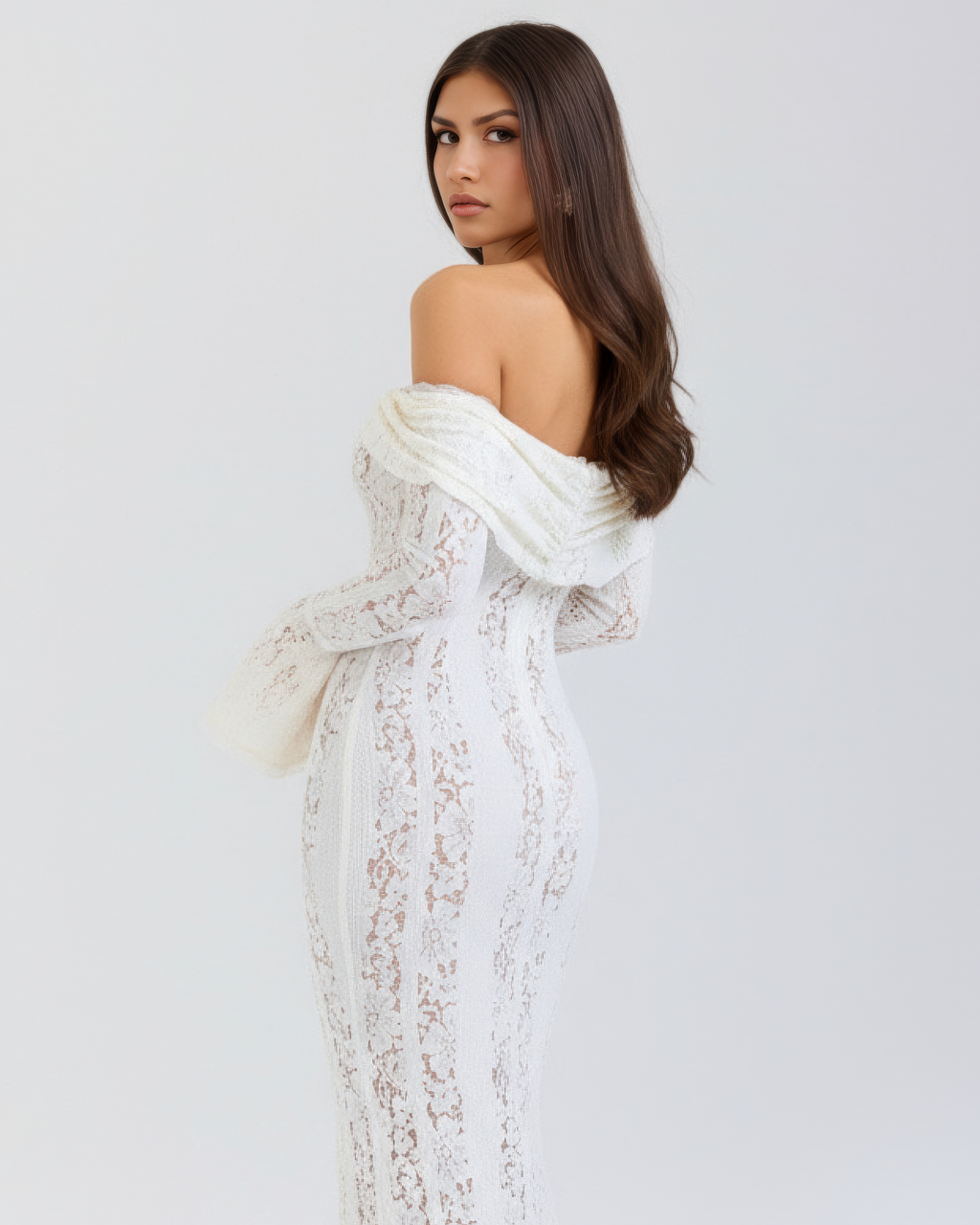Alessandra Off-Shoulder Lace Maxi Dress
