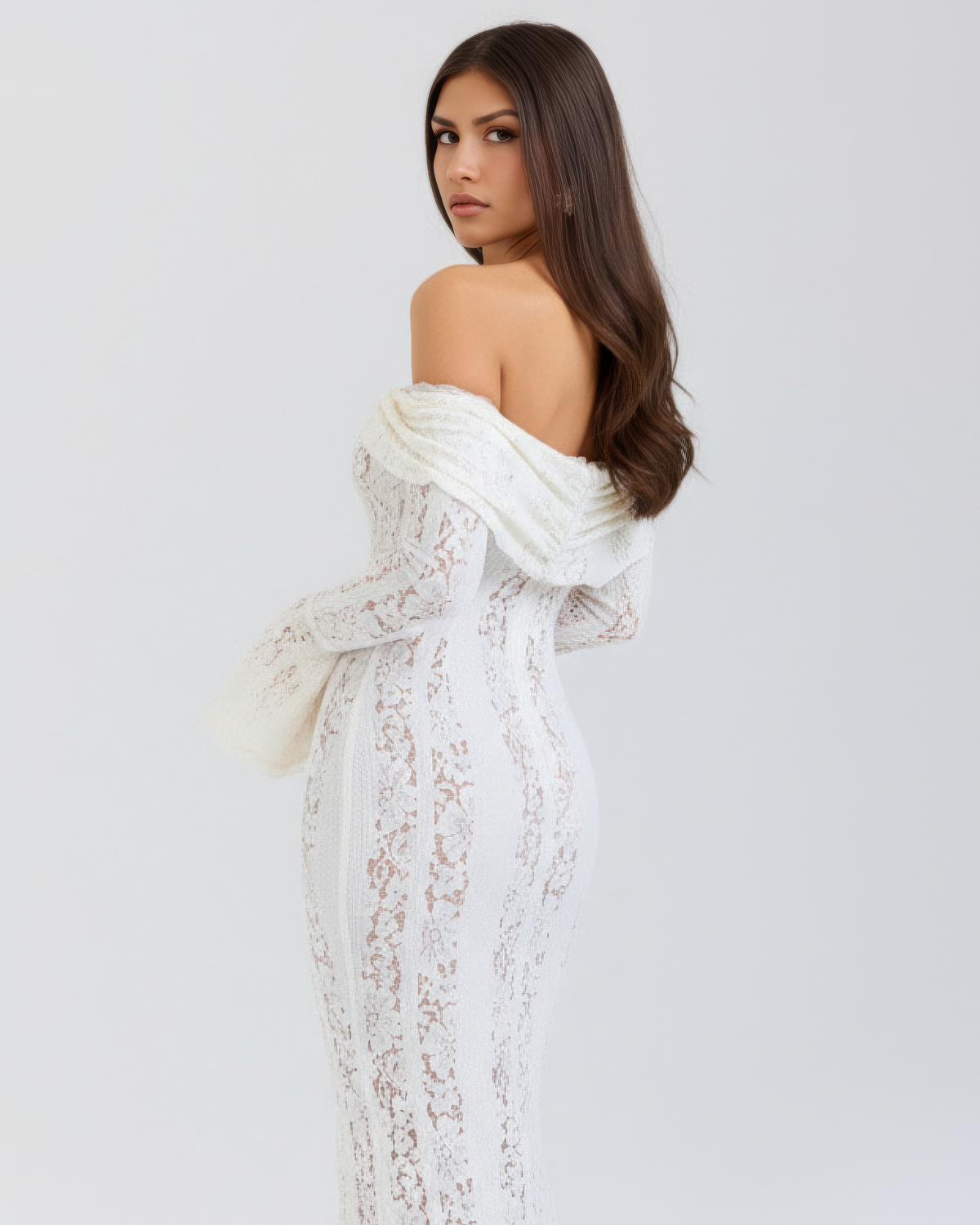 Alessandra Off-Shoulder Lace Maxi Dress