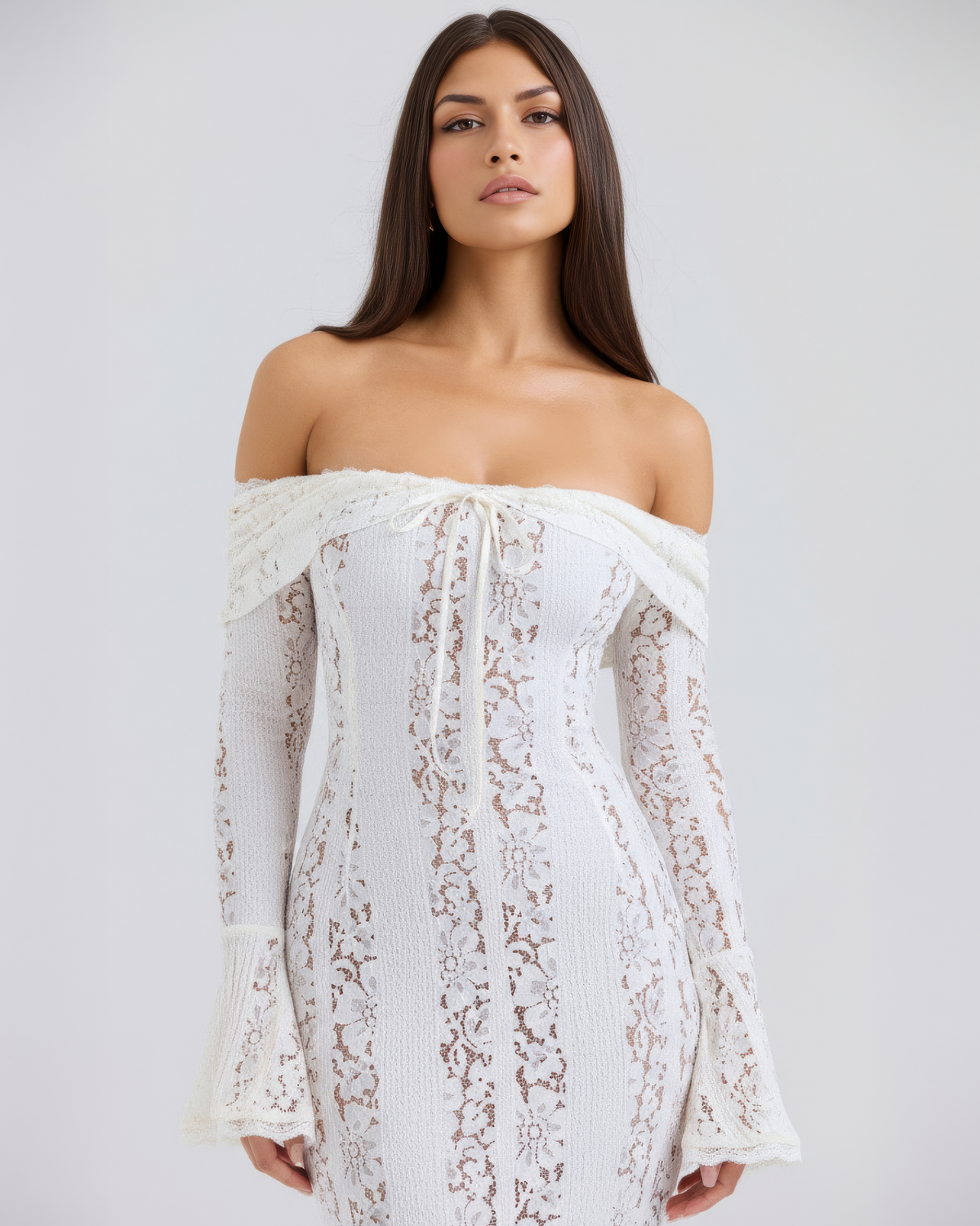 Alessandra Off-Shoulder Lace Maxi Dress
