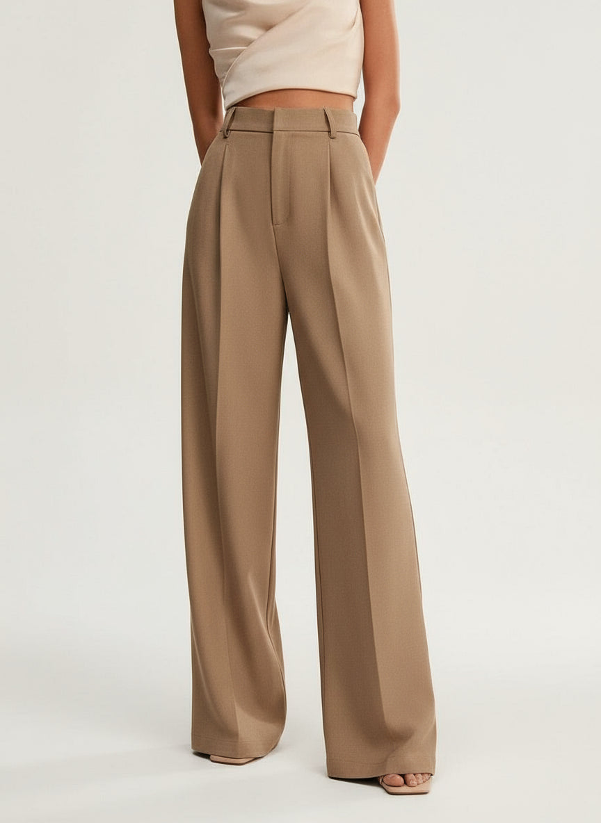 High Waist Wide Leg Tailored Trousers