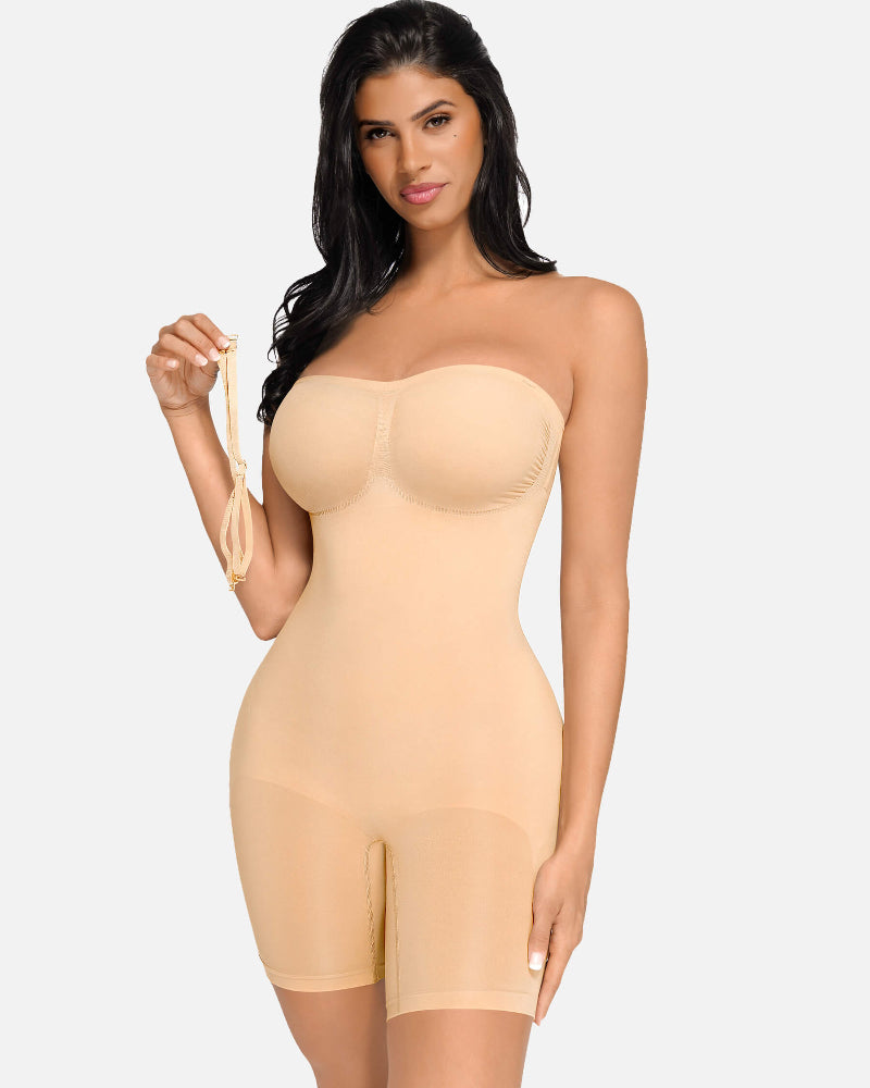 Seamless Strapless Bodysuit with Removable Straps