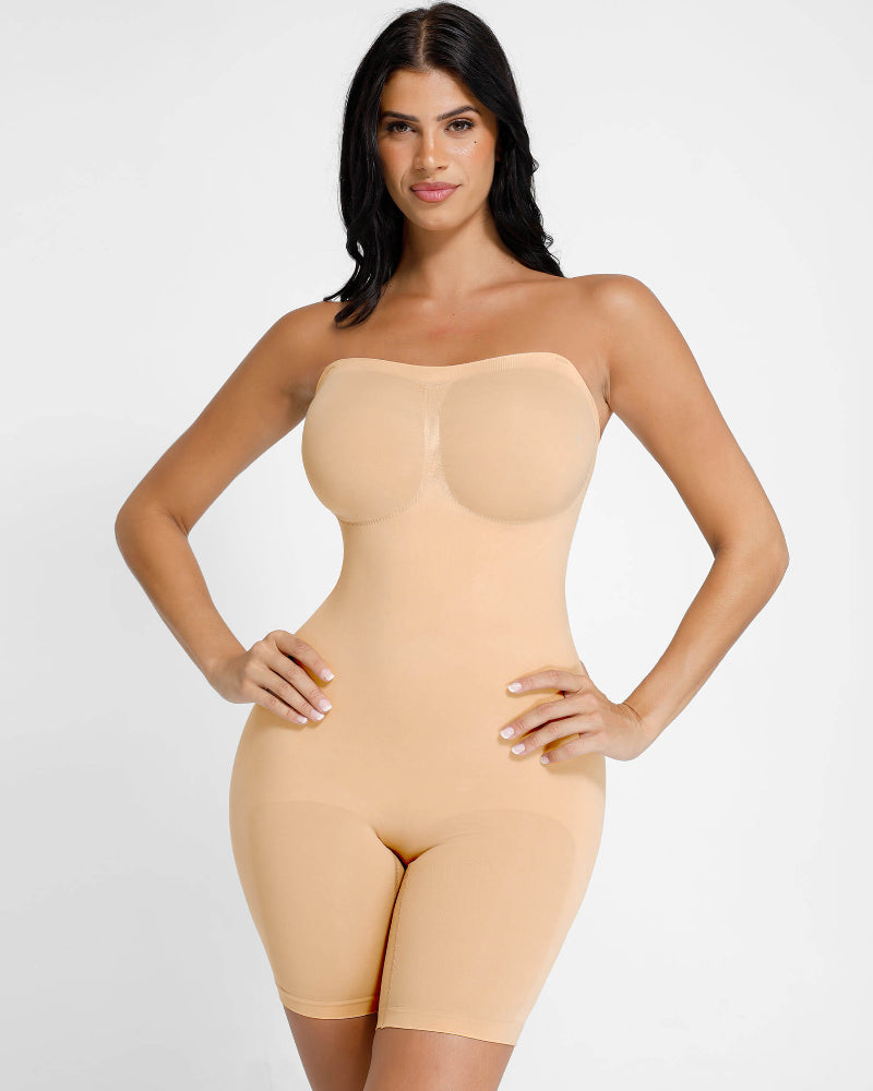 Seamless Strapless Bodysuit with Removable Straps