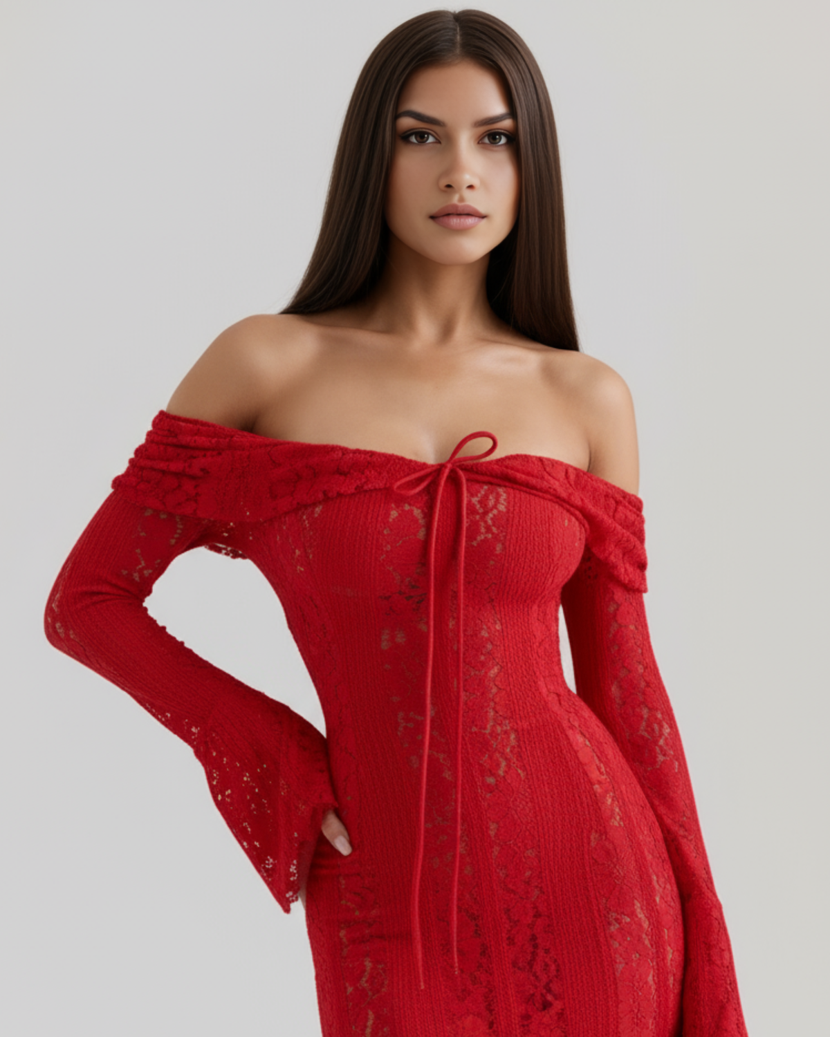Alessandra Off-Shoulder Lace Maxi Dress