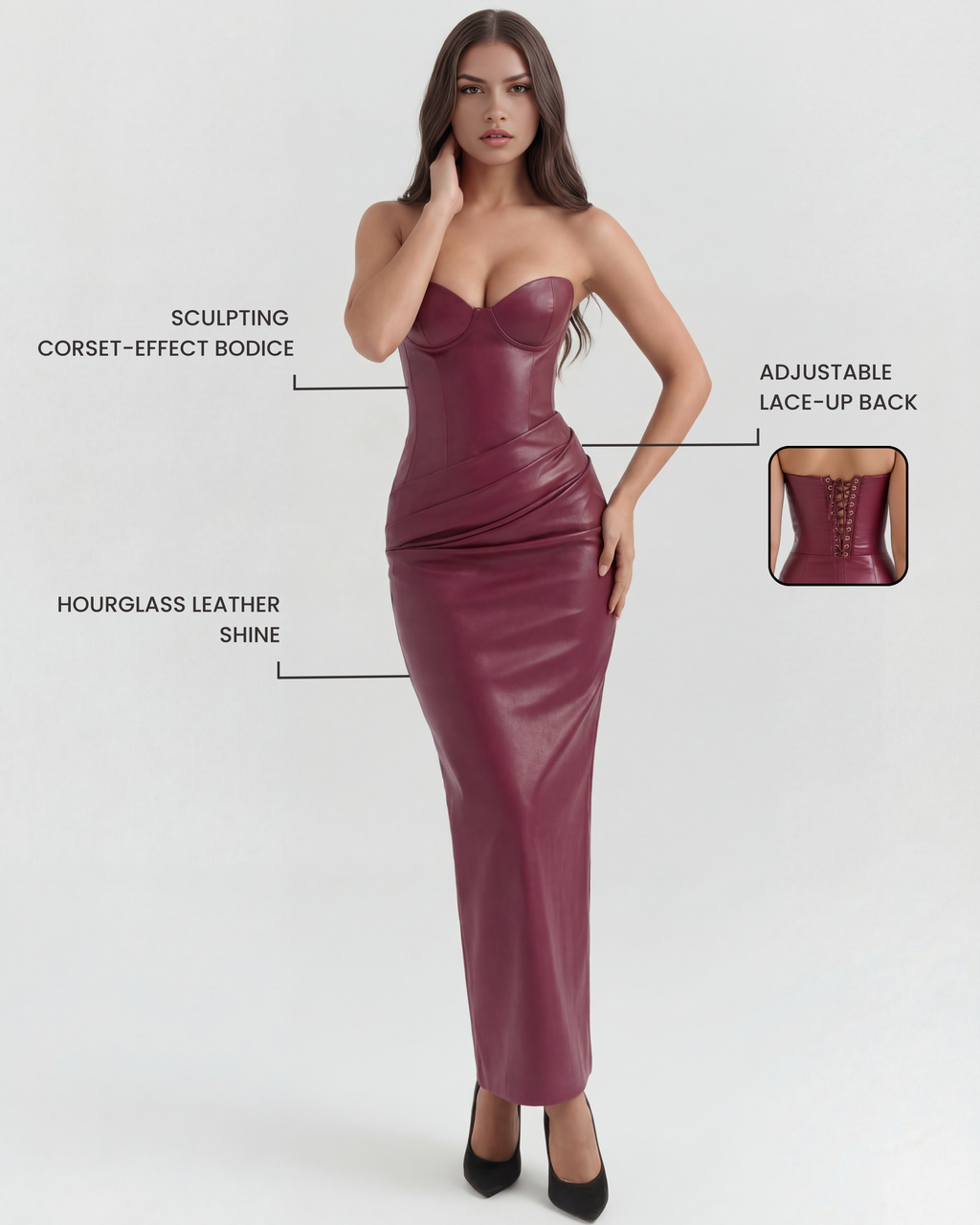 Vanessa Burgundy Maxi Dress