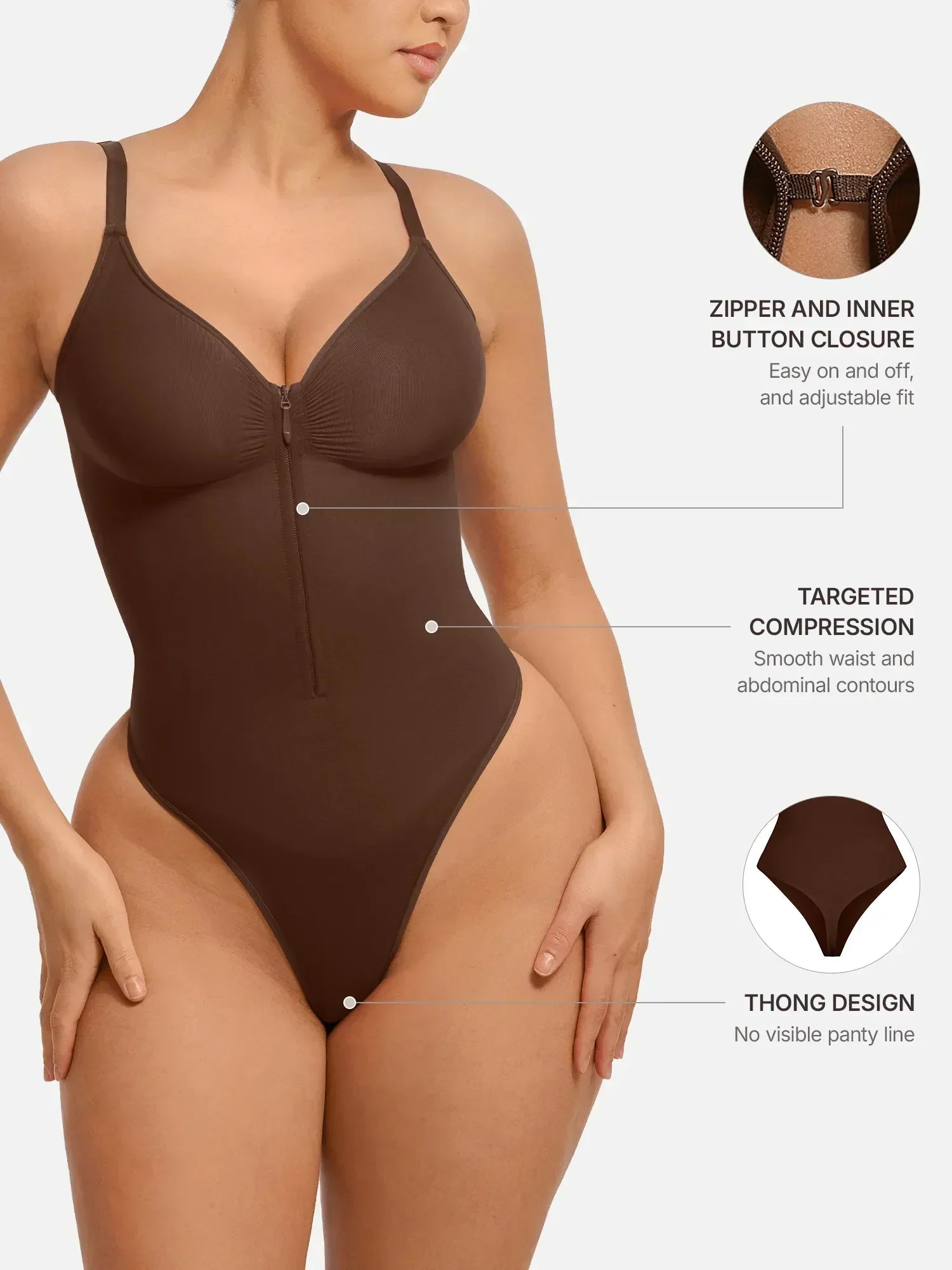 Tummy Control Seamless Zipper Shaping Bodysuit