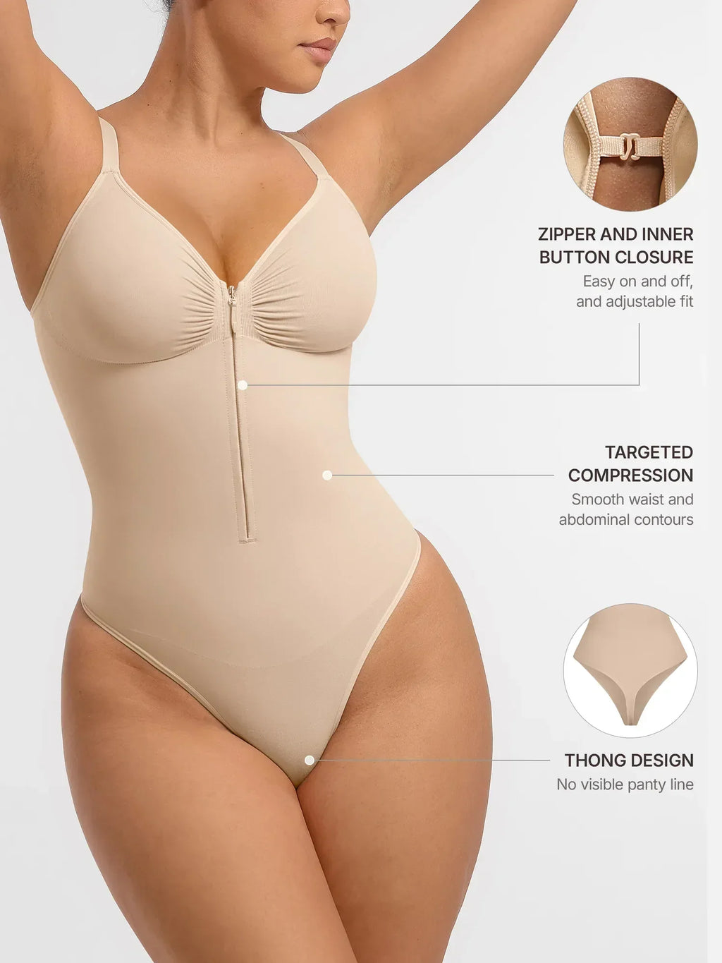 Tummy Control Seamless Zipper Shaping Bodysuit