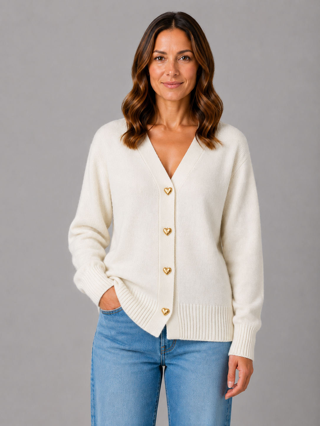 Amora Heart Button Cardigan