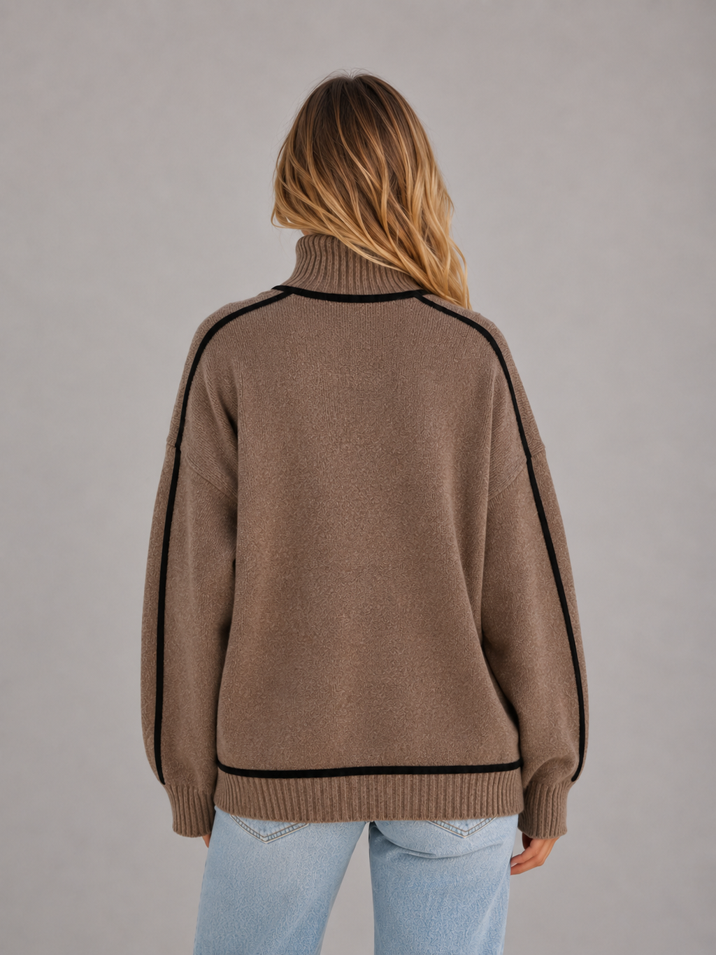 Women's Roll Neck Jumper – Soft Knit Oversized Sweater