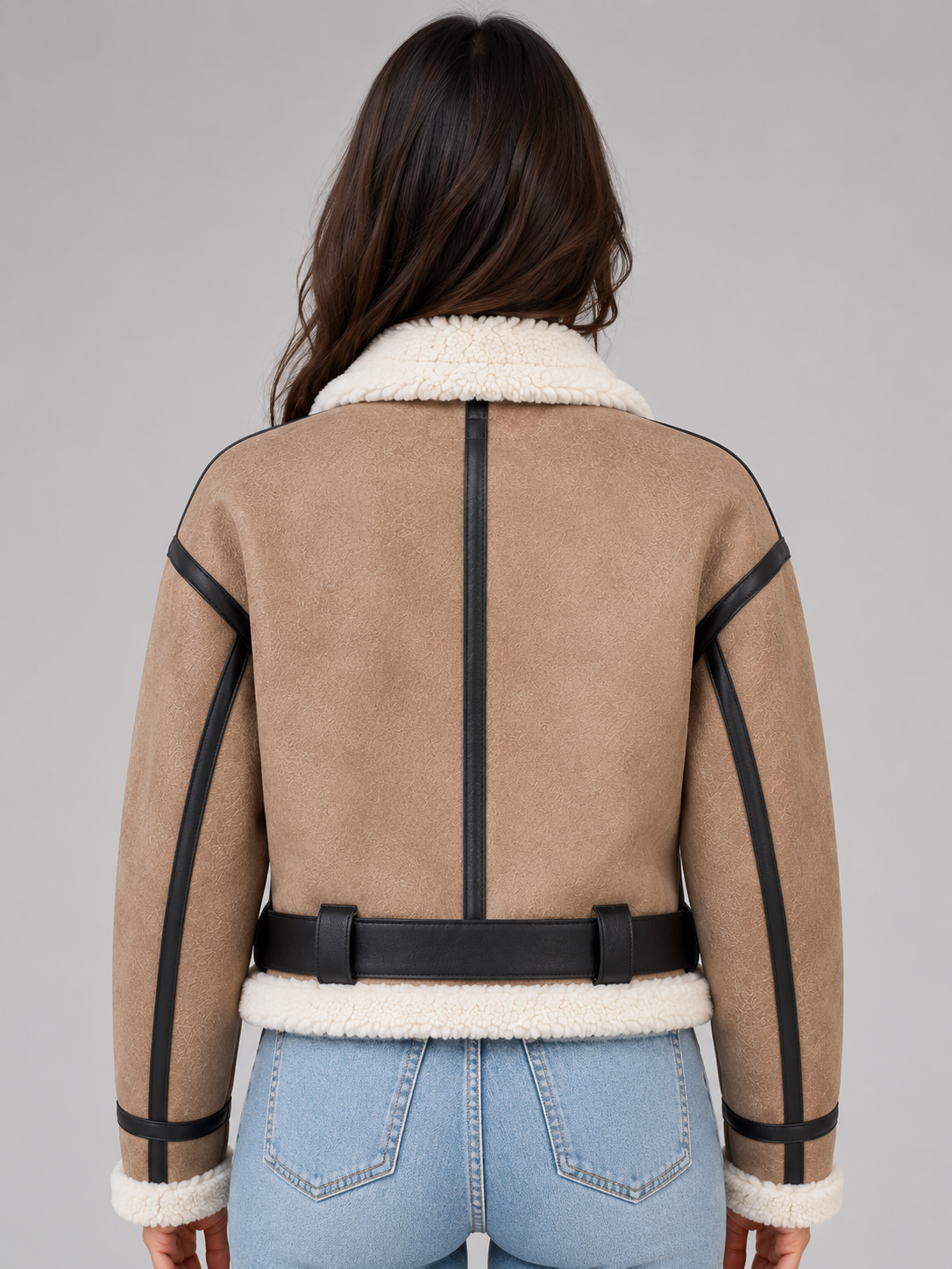 Amara Suede Cropped Aviator Jacket