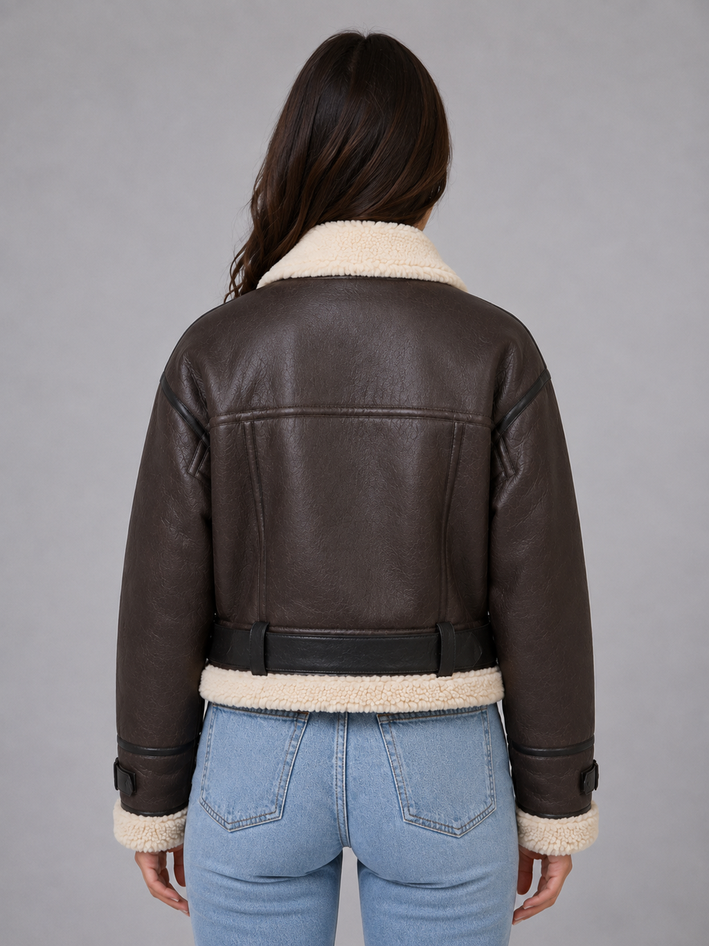 Amara Suede Cropped Aviator Jacket