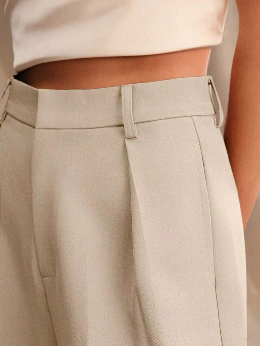High Waist Wide Leg Tailored Trousers
