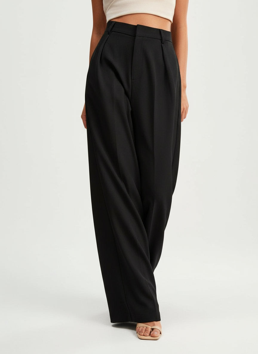 High Waist Wide Leg Tailored Trousers