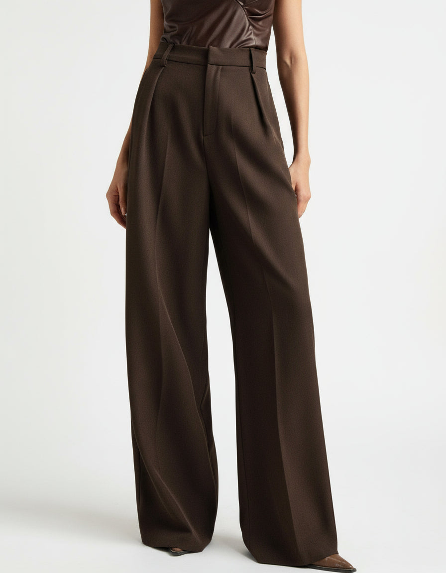 High Waist Wide Leg Tailored Trousers